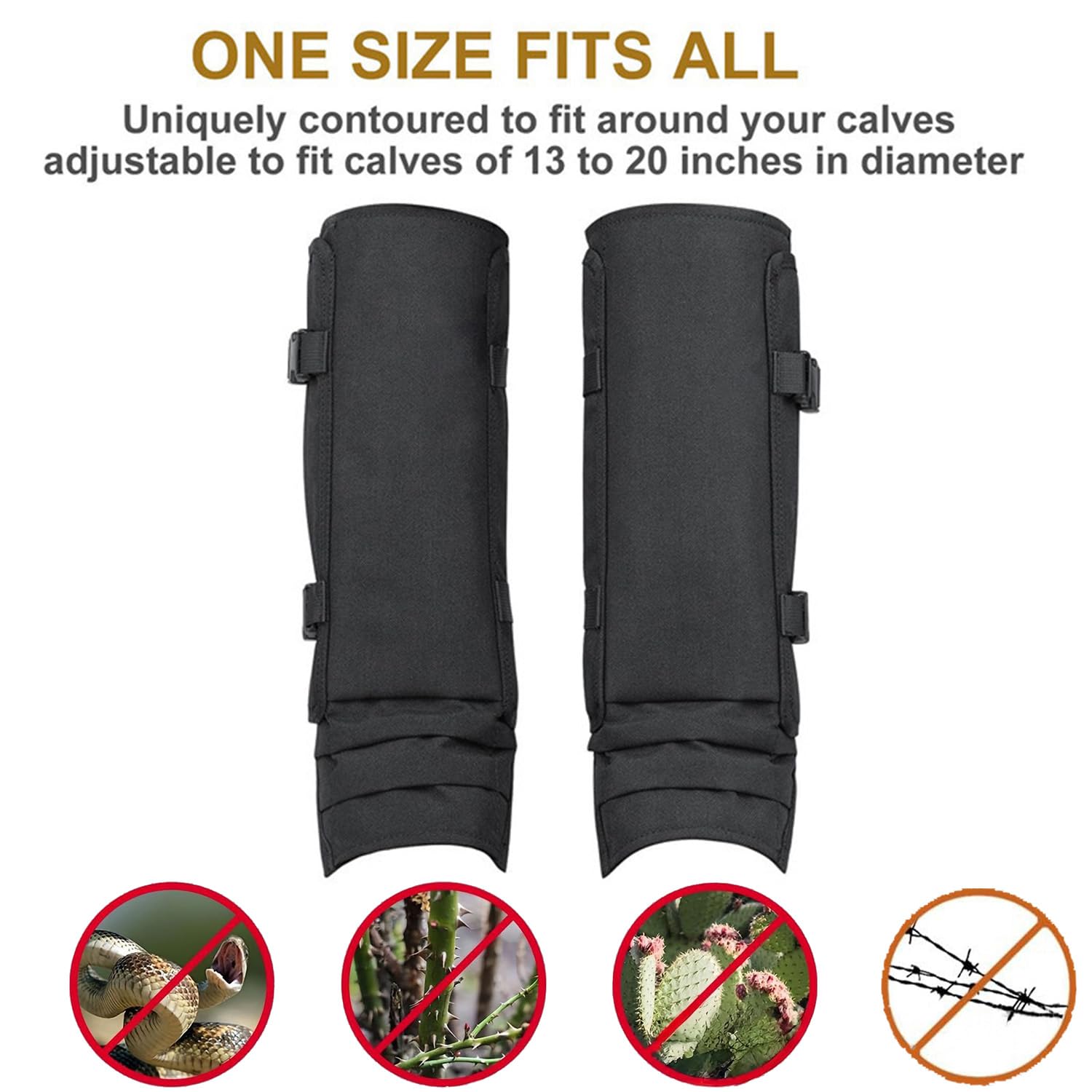 Polainas impermeables para caza de serpientes para hombres y mujeres, protectores de piernas a prueba de serpientes para caza, senderismo, tamaño ajustable