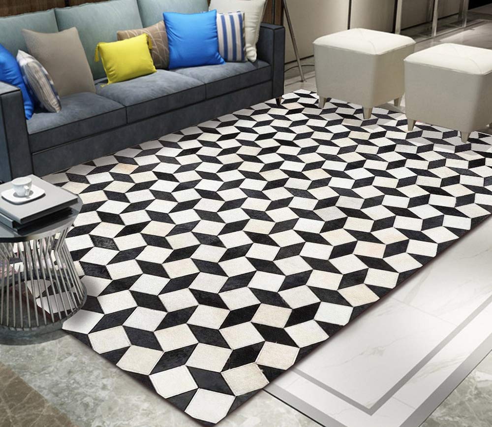 Tapis antidérapant velours cristal à motifs géométriques pour chambre