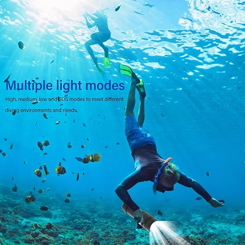 Miniatura 8 de Hilitand Luz de buceo buceo linterna de buceo Super brillante 5000 lúmenes 4 modos subacuática LED sumergible linterna