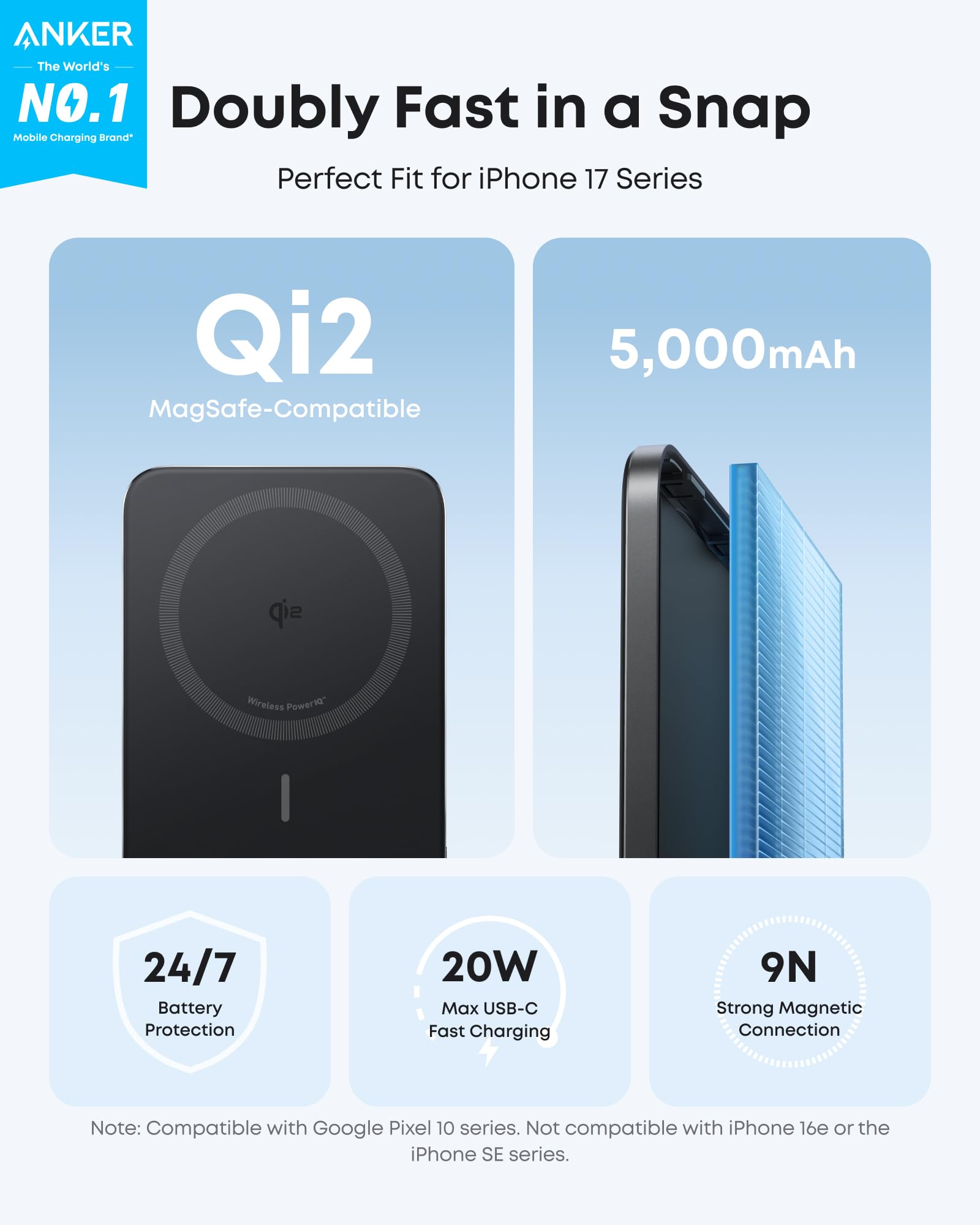 スマホアクセサリー Anker Nano Power Bank (5000mAh) Qi2 Anker Nano Power Bank, 5000mAh Ultra Thin Magnetic Battery, Qi2