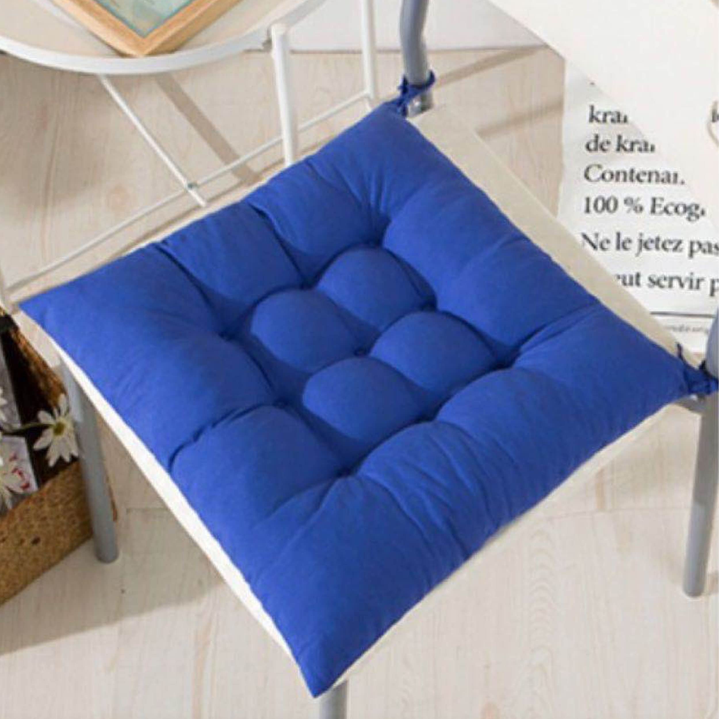 Cojín para asiento de comedor, jardín, cocina, silla, color liso, color azul, 1 unidad
