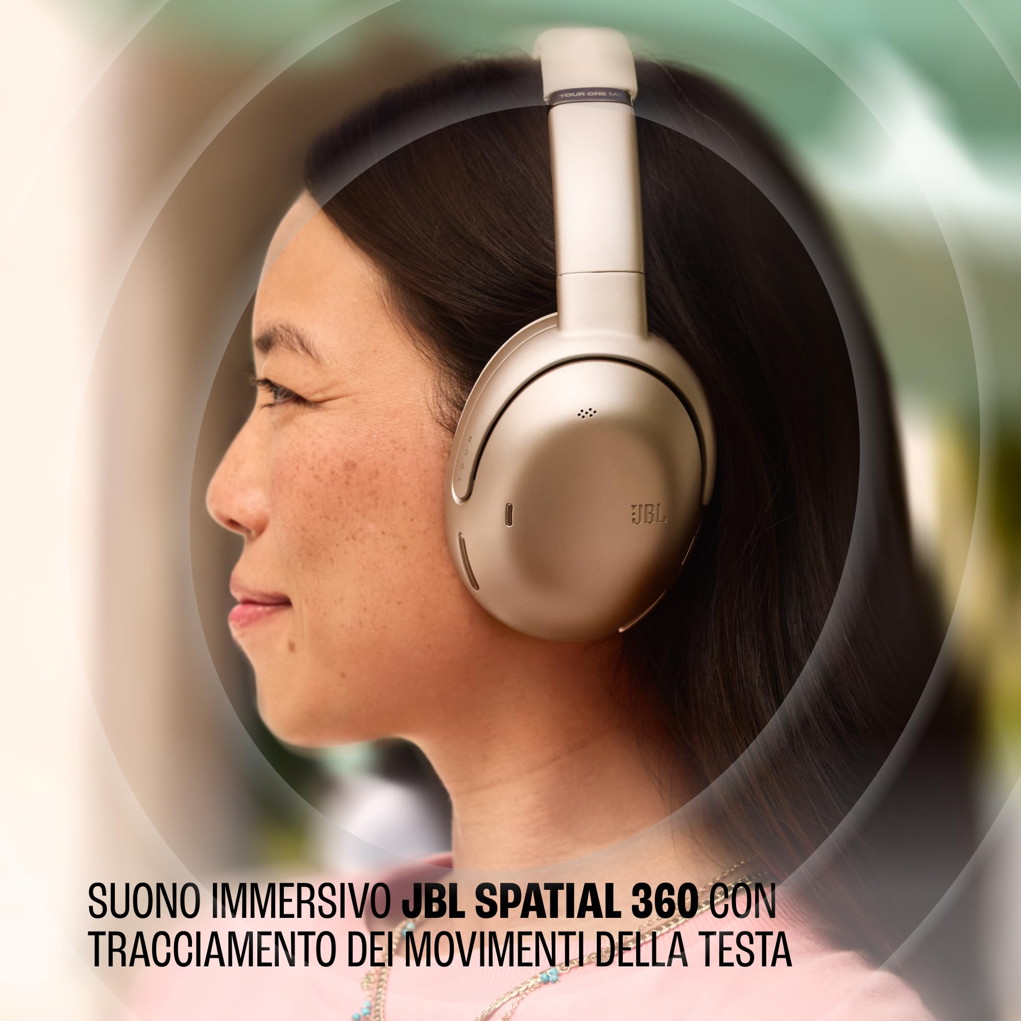 JBL Tour One M3, Cuffie Wireless Over-Ear Bluetooth, Champagne | Cancellazione Adattativa del Rumore, 70 Ore di Autonomia, Confortevoli, Suono JBL Spatial 360 con Head Tracking