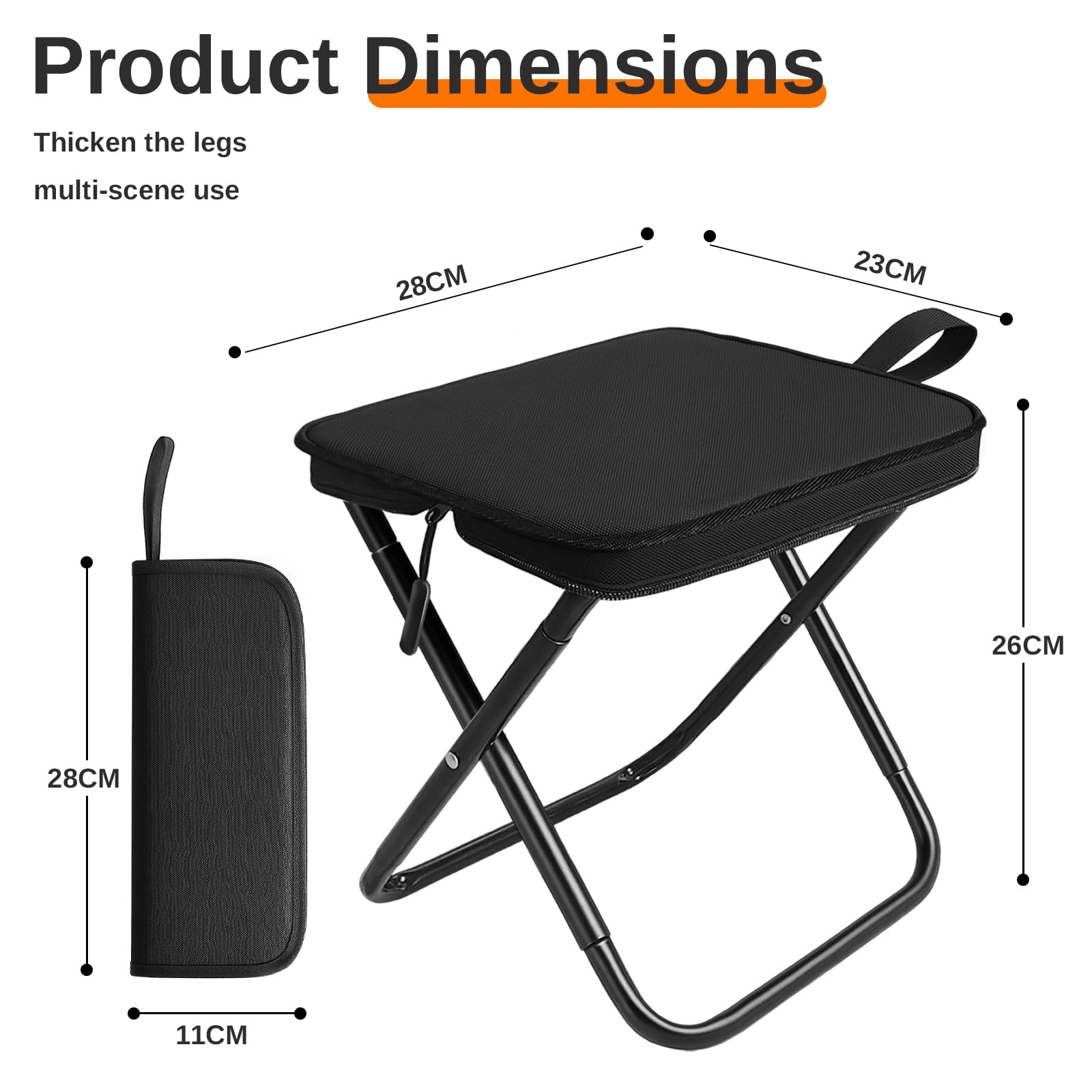 Sgabello Pieghevole, Sedie Pieghevoli Da Esterno, Portatile Leggero Sedia Pieghevole, Per Campeggio, Pesca, Escursioni E Viaggi, Resistente 120kg, Peso 0.6kg