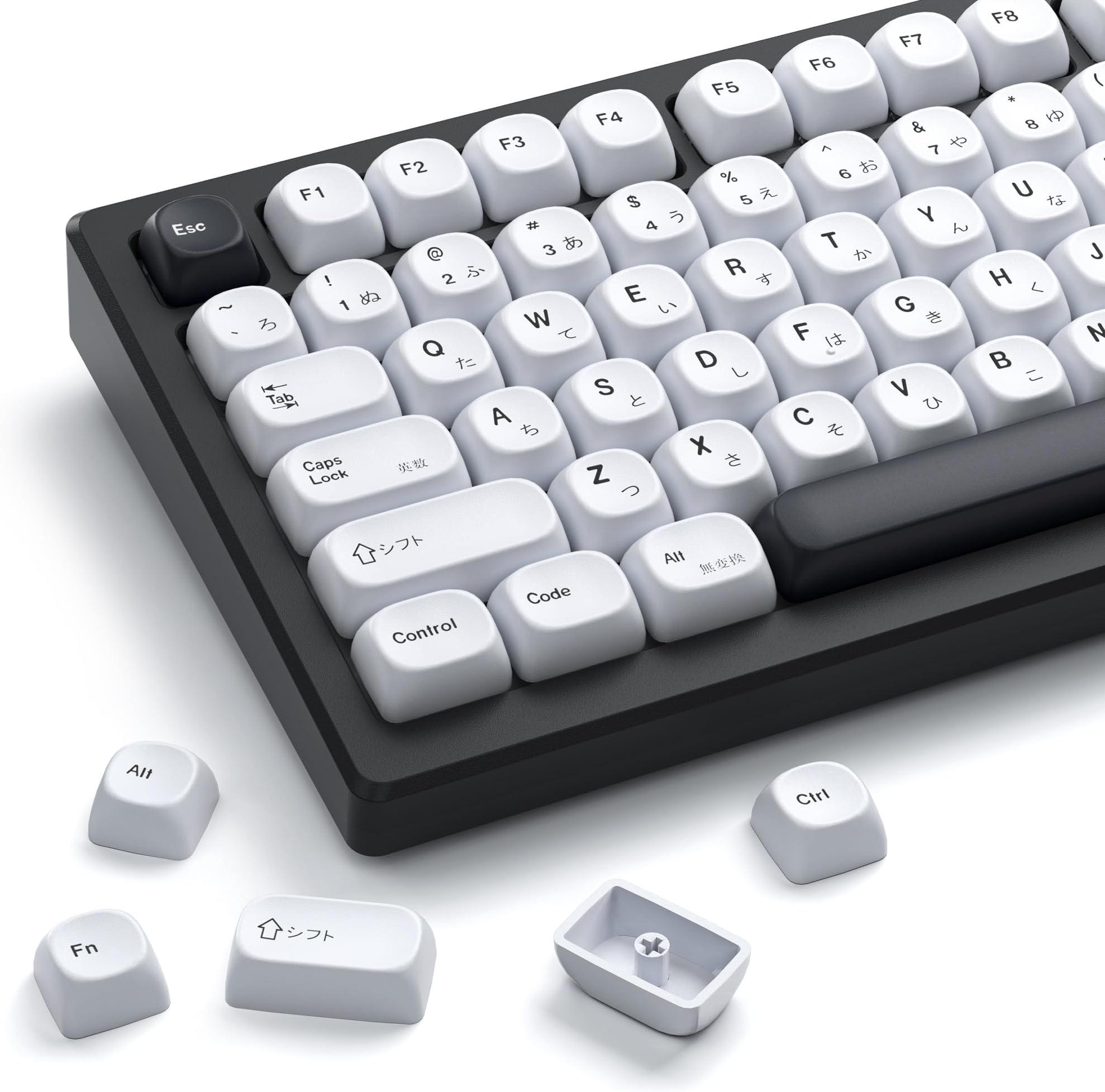 - XVX PBT Keycaps - White Keycaps MOA Profile, Japanese Key caps 75 60 100 Percent, Dye-Sublimation, Custom 137 Keys Set for 100%, 75%, 65%, 60% Mechanical Keyboard, Bow