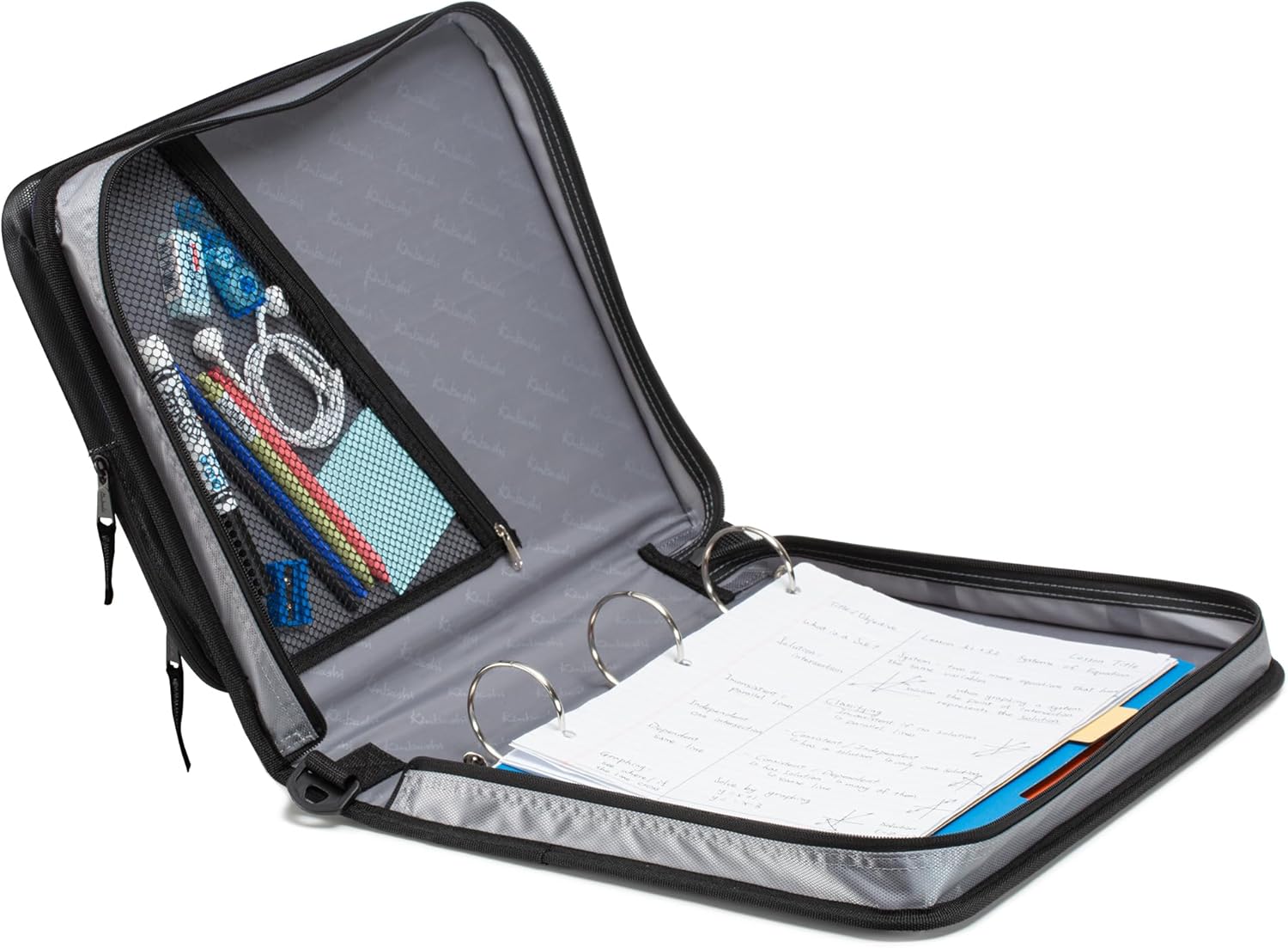 2-Inch 3 Rings Zipper Binder, Holds 15-Inch Laptop, Handle and Shoulder Strap Included, Black