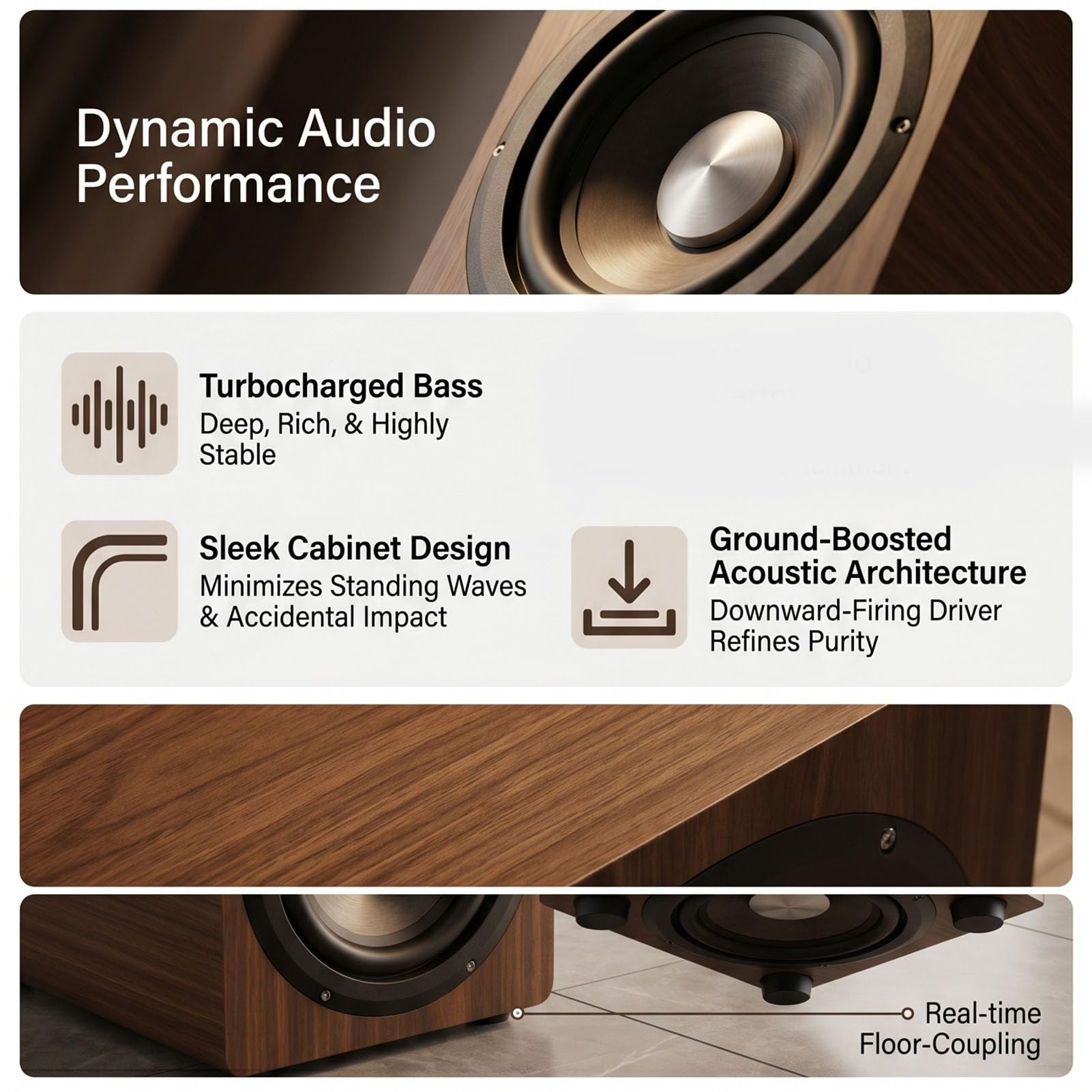 Tangxi Subwoofer Attivo da 6,5 ​​pollici 100 W, Subwoofer Audio Domestico Attivo, Altoparlante per Bassi Profondi per Film e Musica Domestici (EU)
