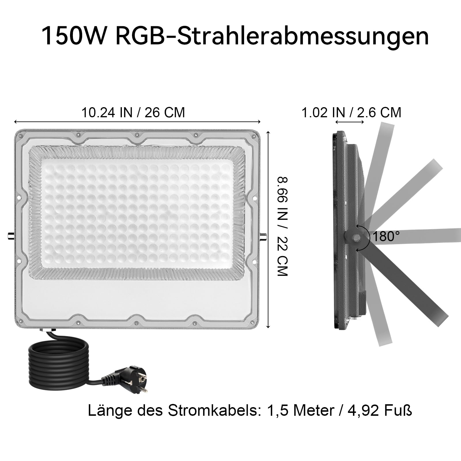 2 Stück RGB Strahler Outdoor 150W,LED Strahler Bunt Mit Bluetooth APP Und 2.4G Fernbedienung,IP66 Wasserdicht Farbwechsel Dimmbar Fluter für Halloween,Weihnachten,Party