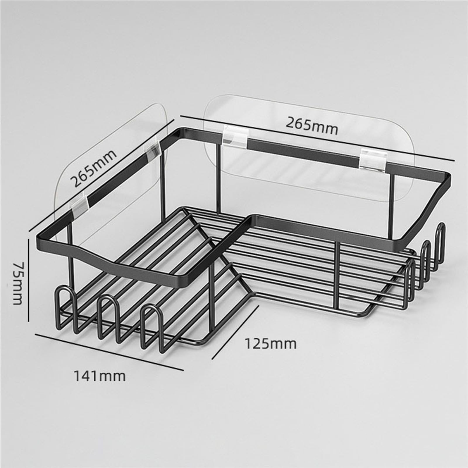 Estantes de baño Estantes de baño Organizador de ducha, Estante de ducha de alambre de acero inoxidable negro con ganchos, Estante de ducha de esquina sin perforaciones Estante organizador de baño Car