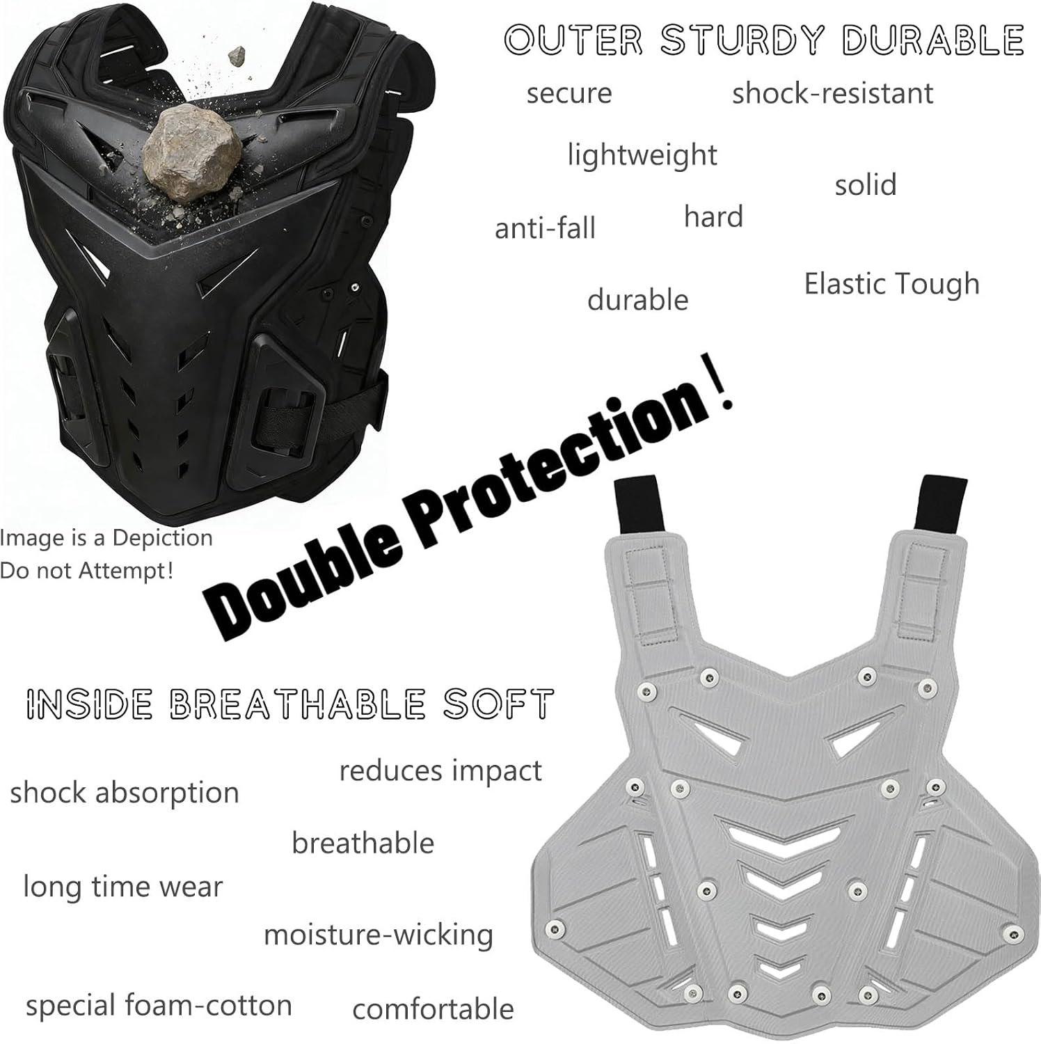 Motorcycle Armor Body Guard Vest, Street Bike Riding Off-Road Racing Cycling Skiing Motocross Adult Chest Protector - Image 6