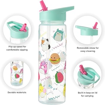 Squishmallows Combo Lunch Bag Set with 600ml Water Bottle Insulated Durable, Spacious & Stylish - Lightweight & Easy to Carry - for School, Preschools & Picnics
