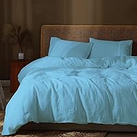 Vista 8 de Juego de funda de edredón de 3 piezas con 2 fundas de almohada, 100% algodón, funda de edredón extra larga para cama de tamaño individual