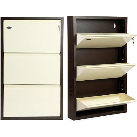 Lockable Shoe Rack TRENDY Metal Shoe Cabinet for Home with Doors & Lock| Wall Mount Metal ...