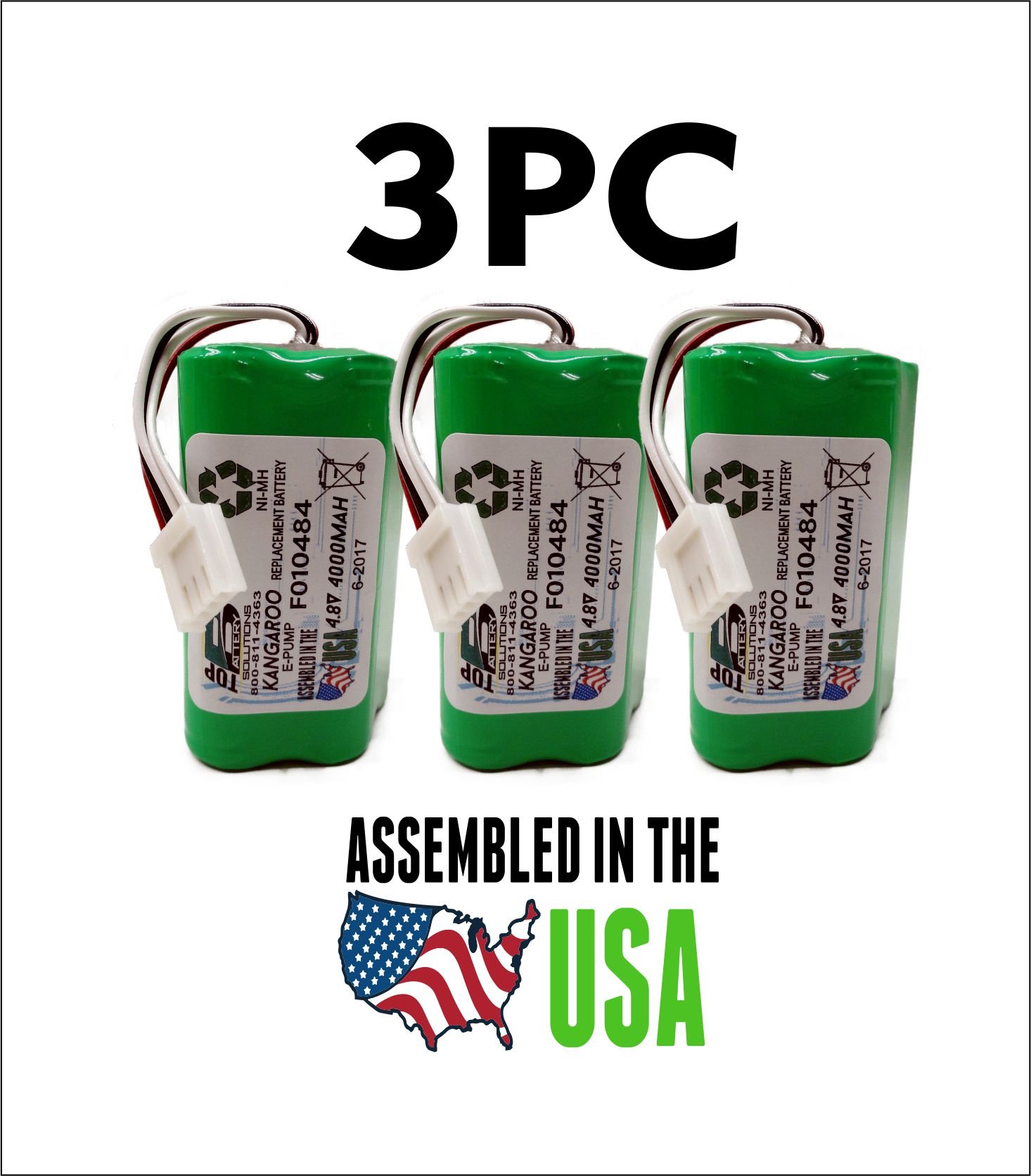 3PC Sherwood Medical Co Kangaroo e Pump Replacement Battery F010484