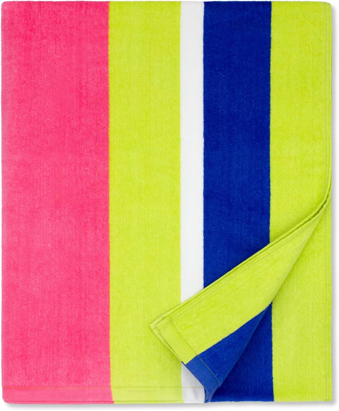 cabanana Large Beach Towel Oversized - Cotton Velour 35 x 70 Inch Rainbow Striped Terry Pool Towel, Cabana Soft Swimming Towel for Adults Women Men (Rainbow Pink) thumbnail