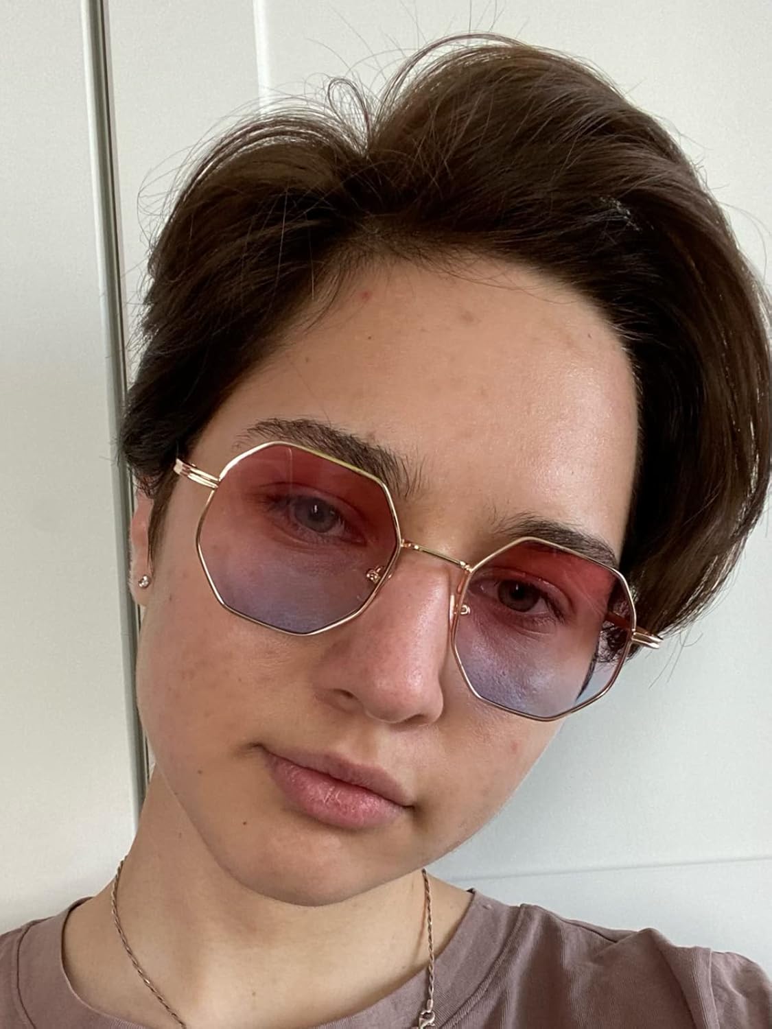 PORADAY Square Sunglasses for Women Men Retro Octagon Metal Sun Glasses Vintage Polygon Shades - Image 3