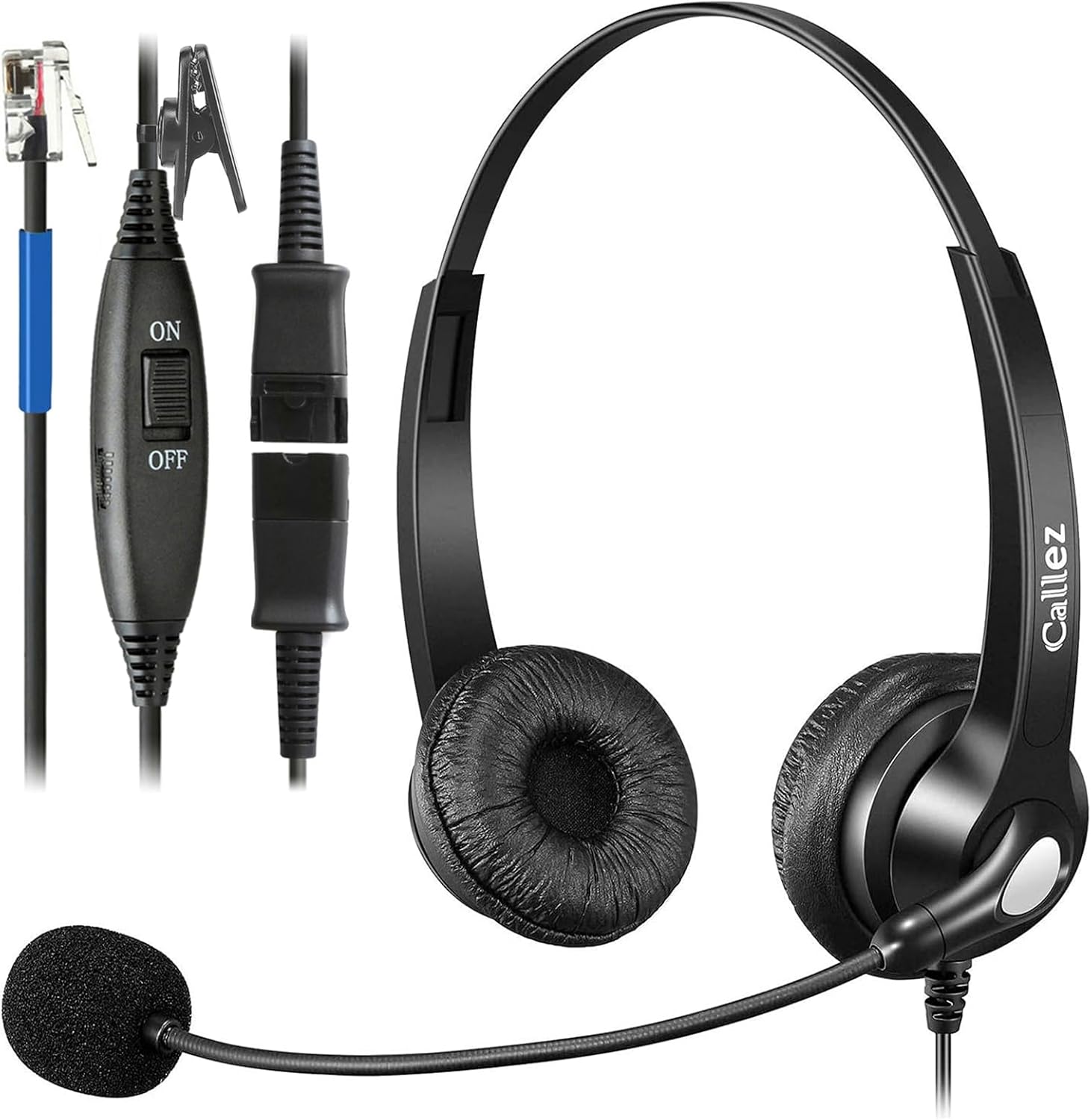 Callez RJ9 Phone Headset with Mic Noise Cancelling, Office Telephone Headset with Quick Disconnect Cord Compatible with Cisco IP Phones 7940 7941 7942 7945 7960 7962 7965 7821 7841 8811 8841 8845 8851