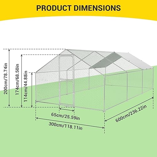 Miniatura 11 de Gallinero de metal grande, jaula para aves de corral, corrida de pollo con cubierta impermeable y anti-UV, con puertas con doble cerradura