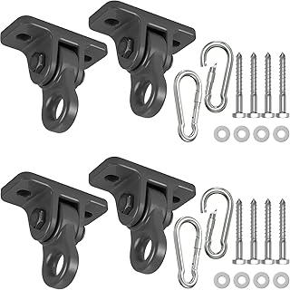 Heavy Duty Porch Swing Hangers Kit, with Screws Bolts for Wooden Sets Playground Porch Patio Yoga Seat Indoor Outdoor Hanging Snap Hooks (4 Pack Black)