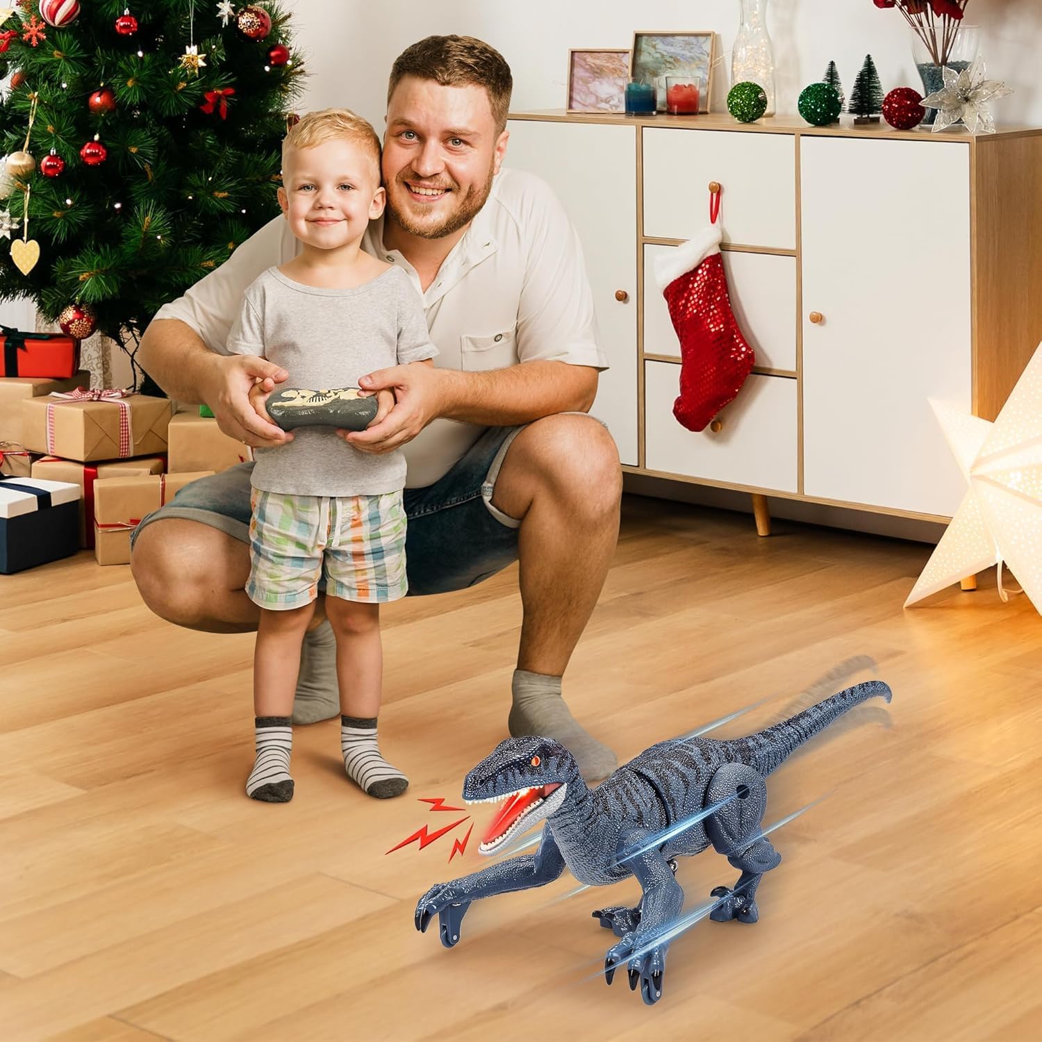 Jack Royal Remote Control Dinosaur Toy - Walking & Roaring Velociraptor with Mist Spray Smoke Effect, Realistic Movement, and Rechargeable Battery – Interactive RC Dino for Kids - Image 2 thumbnail