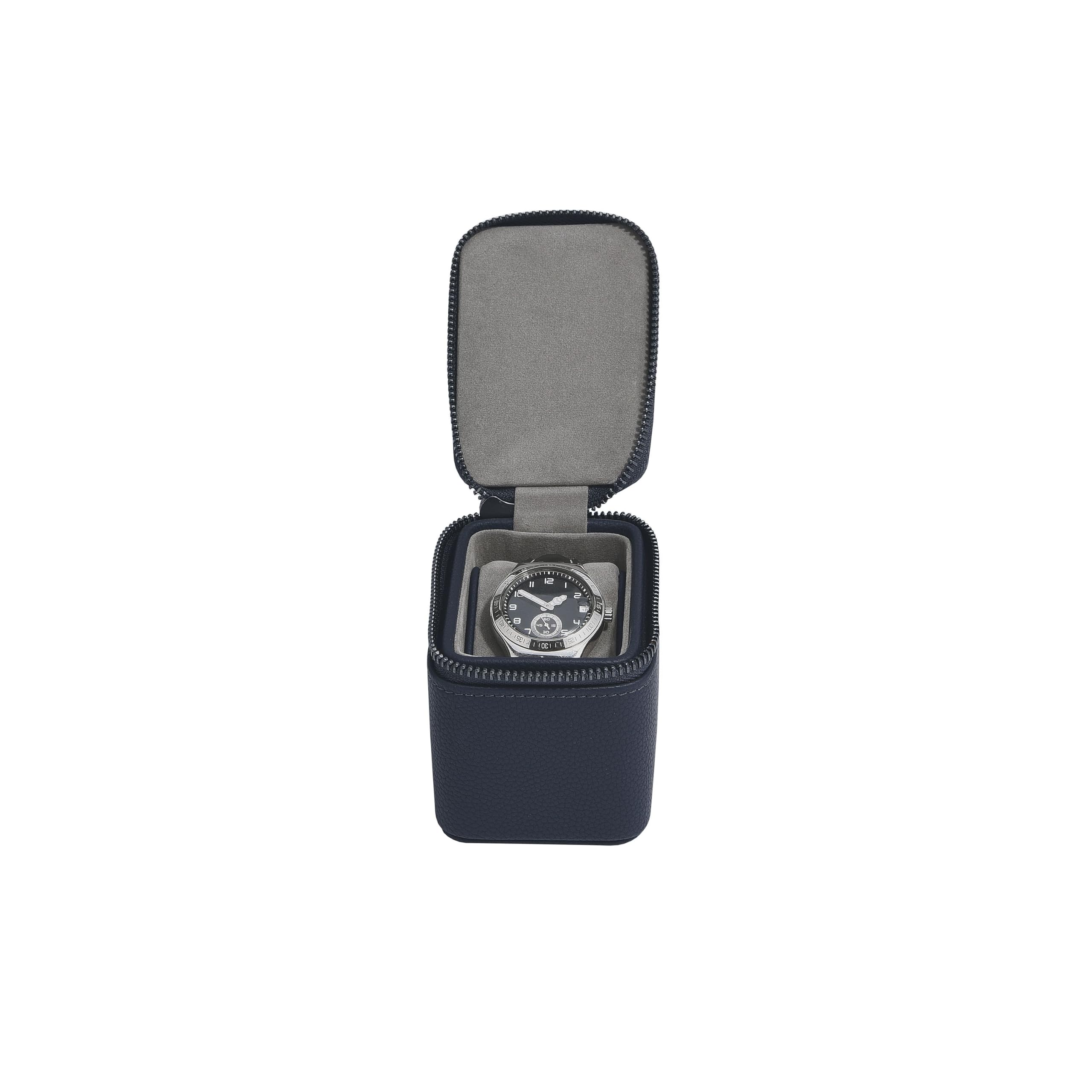 Stackers Navy Blue Small Zipped Watch Box