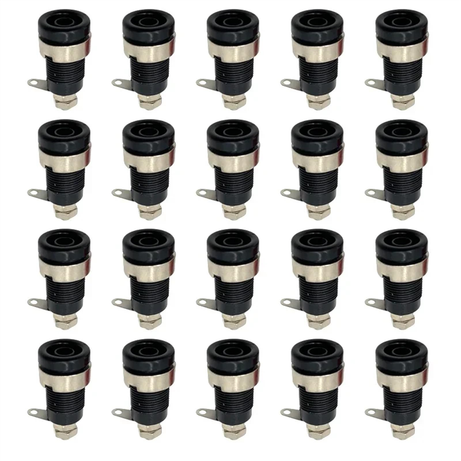 20 sztuk 4 mm wtyk bananowy gniazdo jack 32 A izolowany panel Mount Binding Post wtyczka multimetr gniazdo banana głowa żeńska (LW Black x 20 szt.)