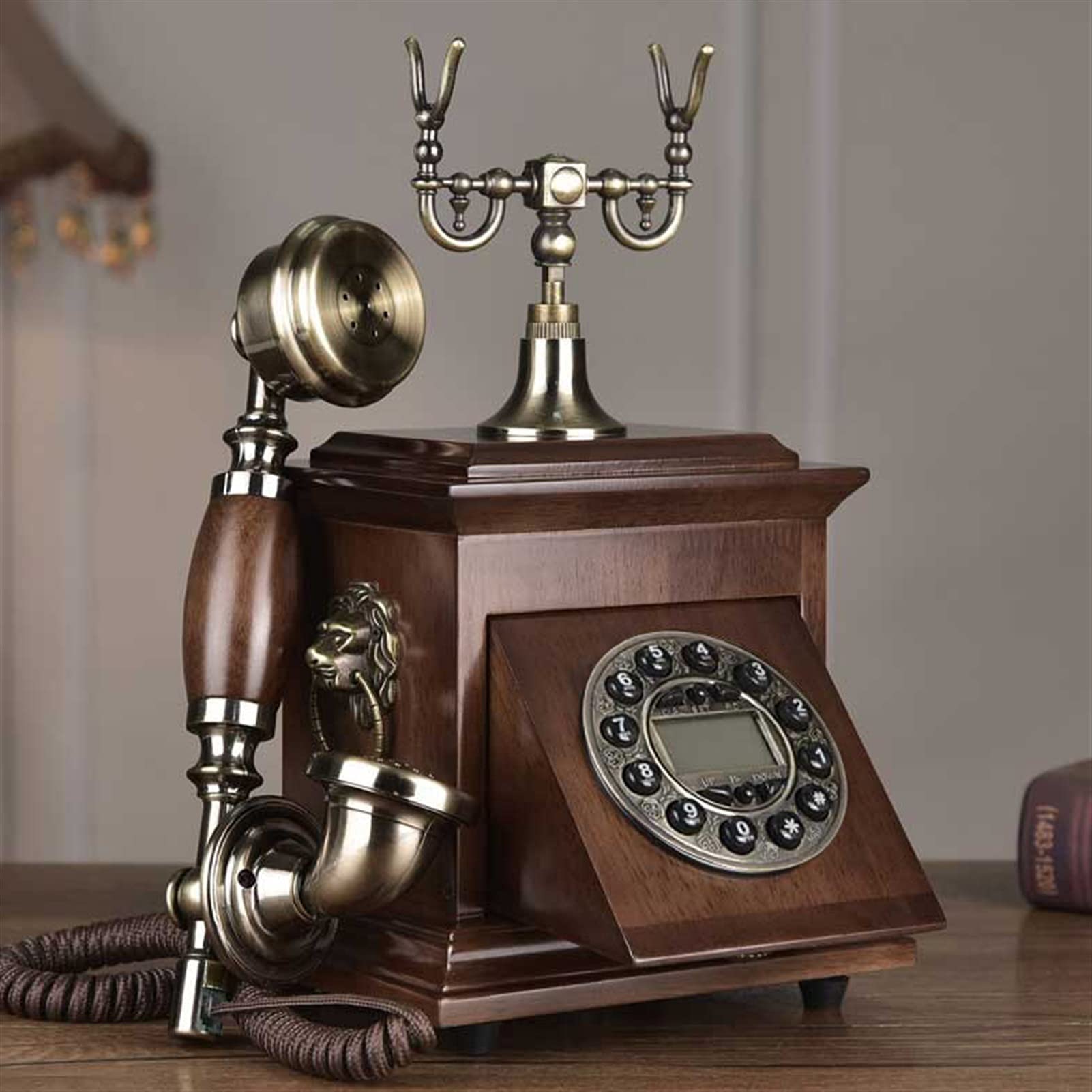 Telefon z tarczą retro, telefon bezprzewodowy Telefon bezprzewodowy Karta SIM GSM Stała bezprzewodowa linia stacjonarna Antyczny stacjonarny telefon retro Biuro w domu Hotel Drewno Metal Dla starsze
