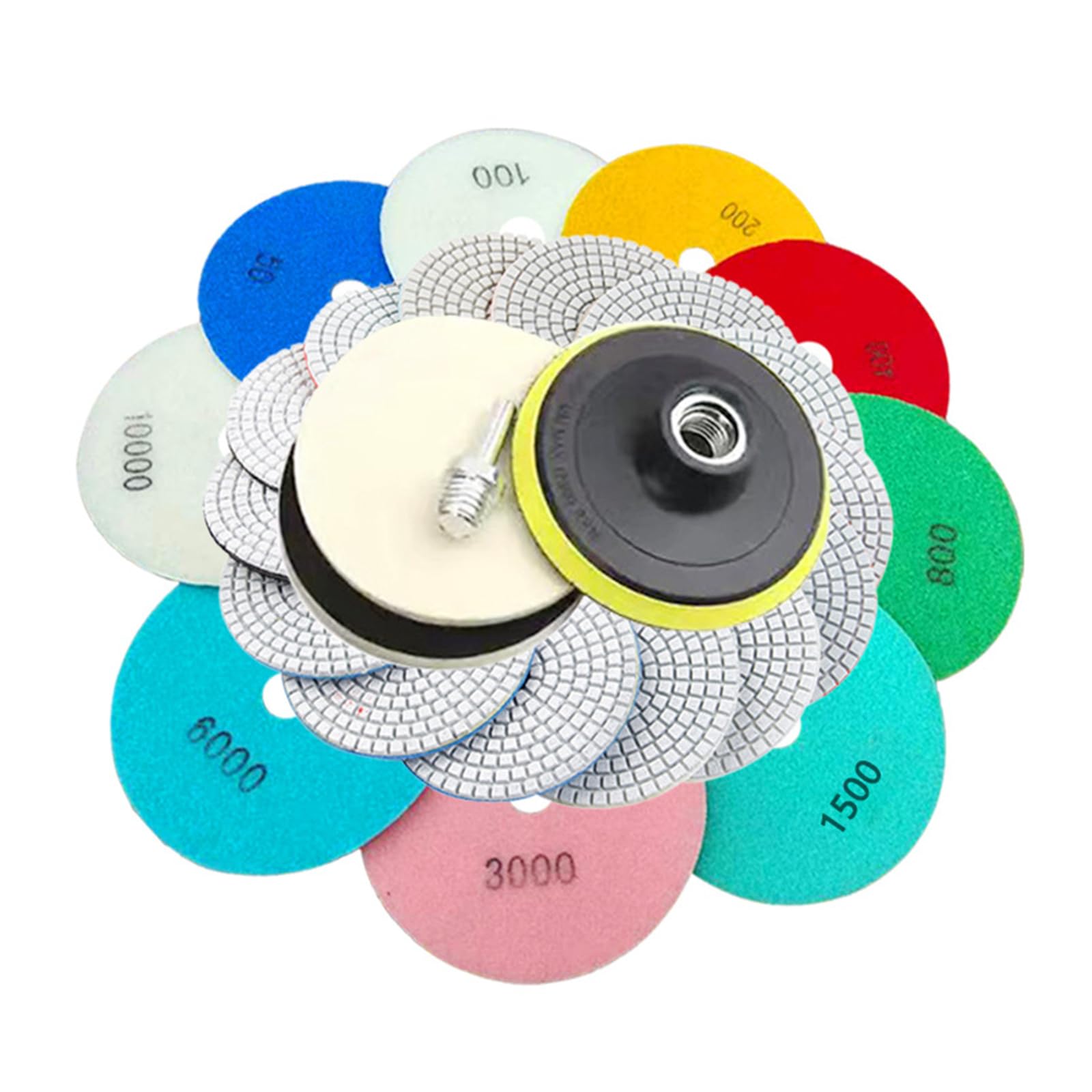 Kit De Polissage Diamant Humide 125 Mm, 9 Pièces | Grains 50 À 10000, Pour Marbre, Granit, Béton, Carrelage Et Pierre, Compatible Meuleuse D'Angle