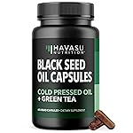 Cold Pressed Black Seed Oil Liquid Capsules with Green Tea Extract for Energy and Digestive Health Support - 60 Count - Nigella Sativa Supplement - Unflavored, Vegan, Non-GMO - 1 Month Supply
