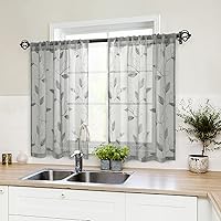 Vista 63 de HOMEIDEAS Cortinas traslúcidas amarillas de 84 pulgadas de largo, 2 paneles de cortinas bordadas con patrón floral amarillo y blanco, cortinas