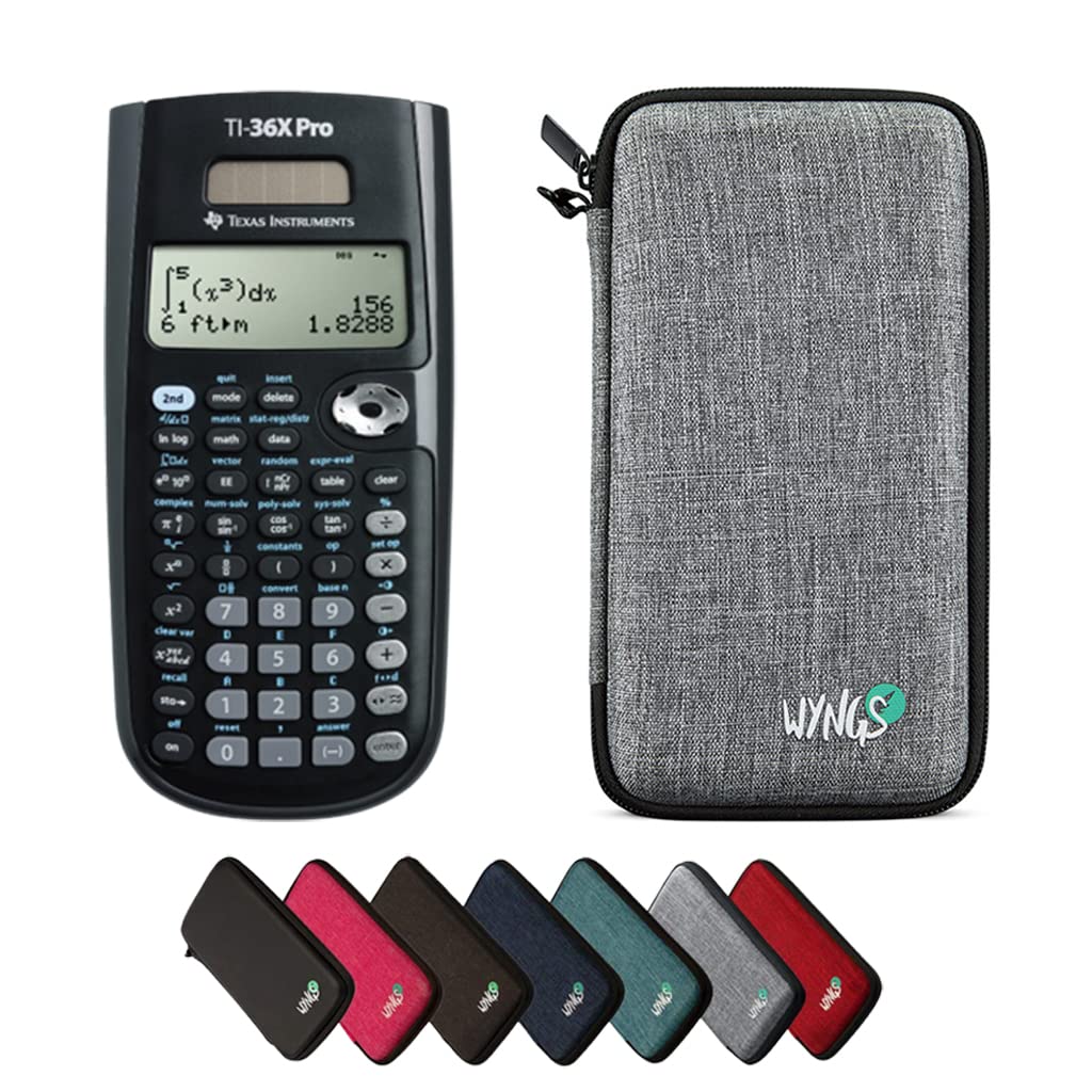 TEXAS INSTRUMENTS CALCUSO Pack économique : TI 36 X Pro Calculatrice scientifique et technique + étui de protection WYNGS gris clair + étendue de CALCUSO