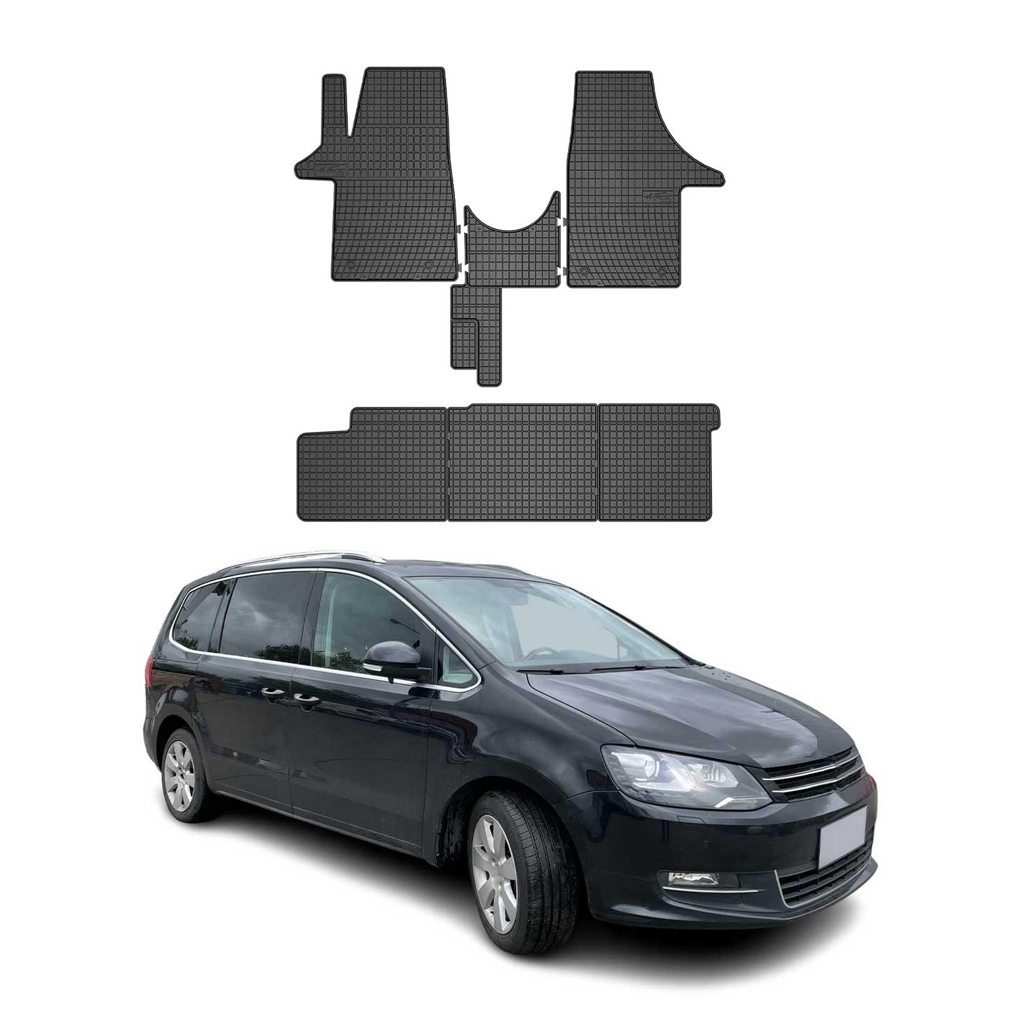 OMAC Dywaniki Gumowe Pasujące do VW Transporter T5 2003-2015 Dywaniki Samochodowe Guma Czarny 6X