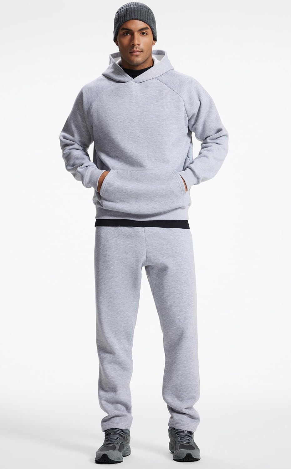 Men's Relaxed Fit Cotton Raglan Sleeve Hoodies Pullover Hooded Sweatshirt Casual Long Sleeve Shirts with Pocket - Image 2