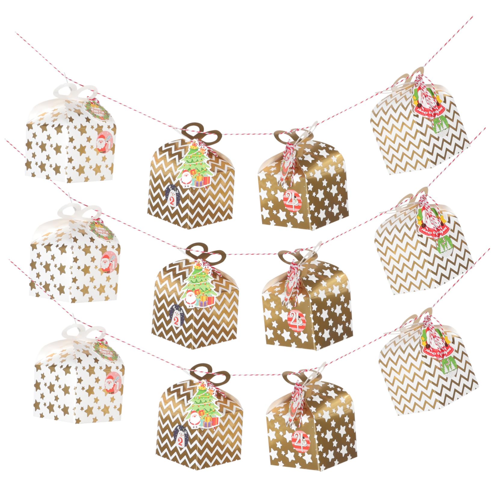 Anneome 24 Piezas Cajas de Regalo de Papel para Navidad con Diseño Festivo de Cajas Portátiles para Dulces Galletas y Chocolates para Fiesta y Decoración Navideña