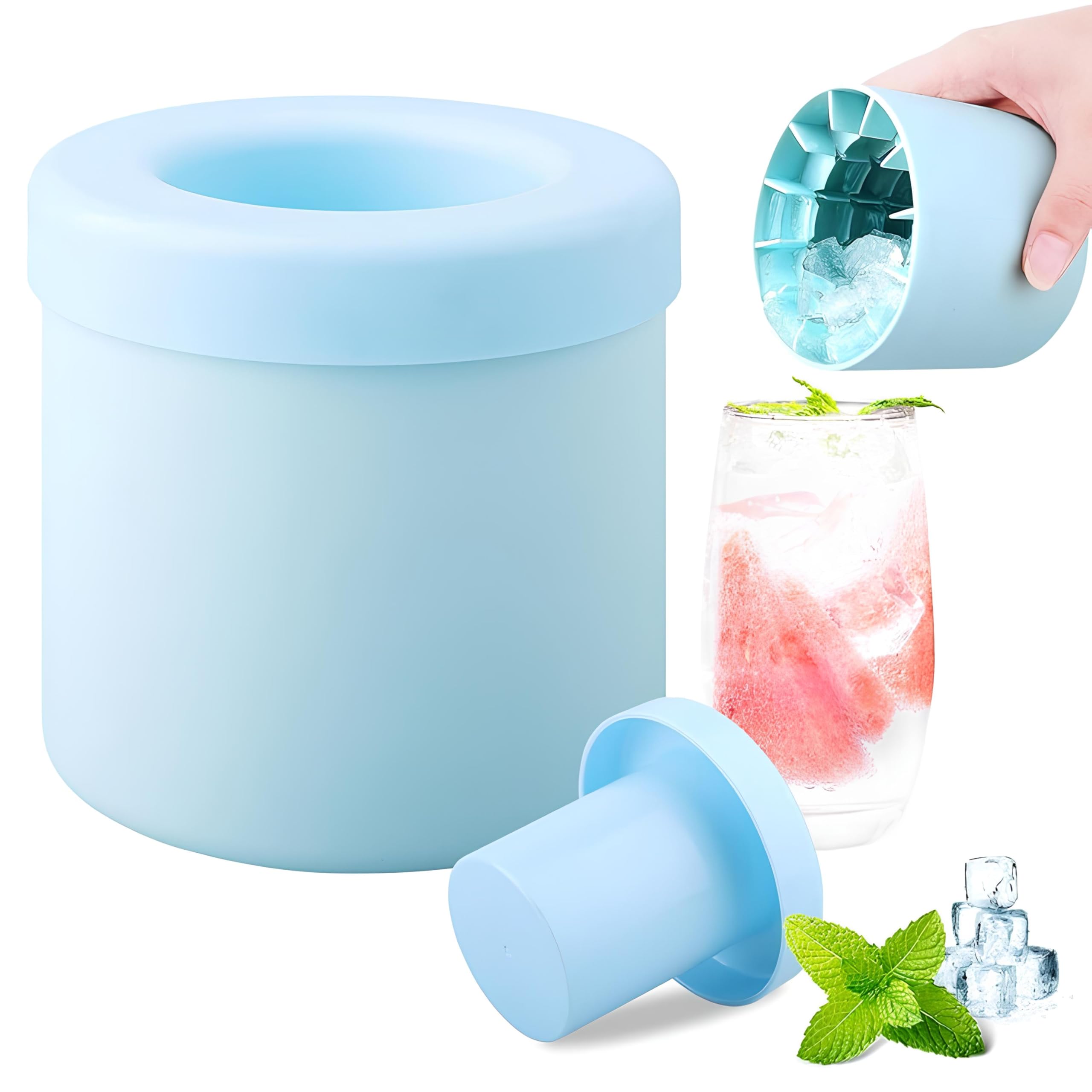 KICHKER Silicone Ice Cube Moulds, 3D Silicone Ice Cube Tray, 60 Cube Capacity, Easy Press & Release (Round-1)