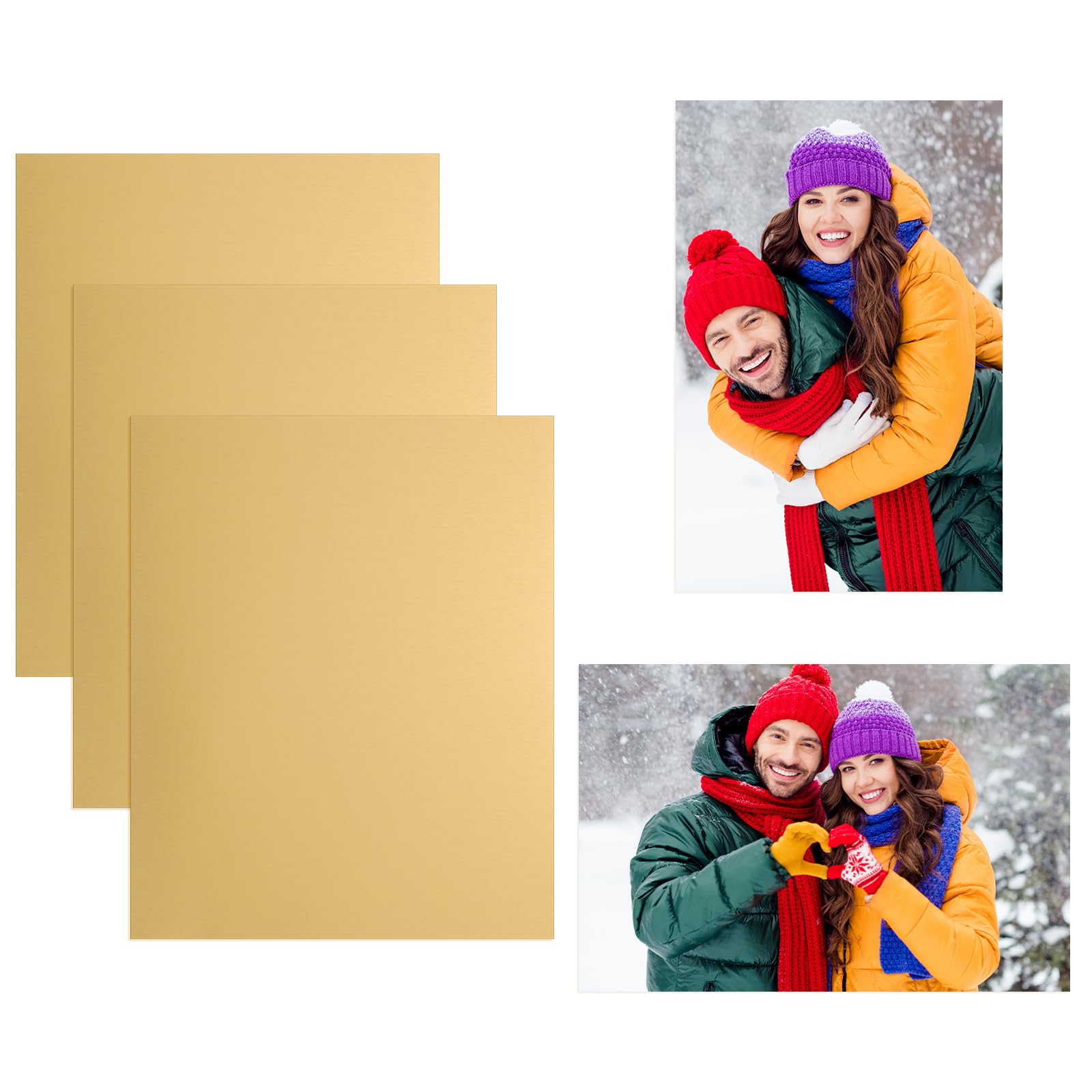 PATIKIL 3Pcs 8x12 Sublimation Blanks, Aluminum Sublimation Metal Photo Sign Prints Home Decor for DIY Souvenir Wall Frame Living Room Bedroom Decoration Design Work, Dark Gold