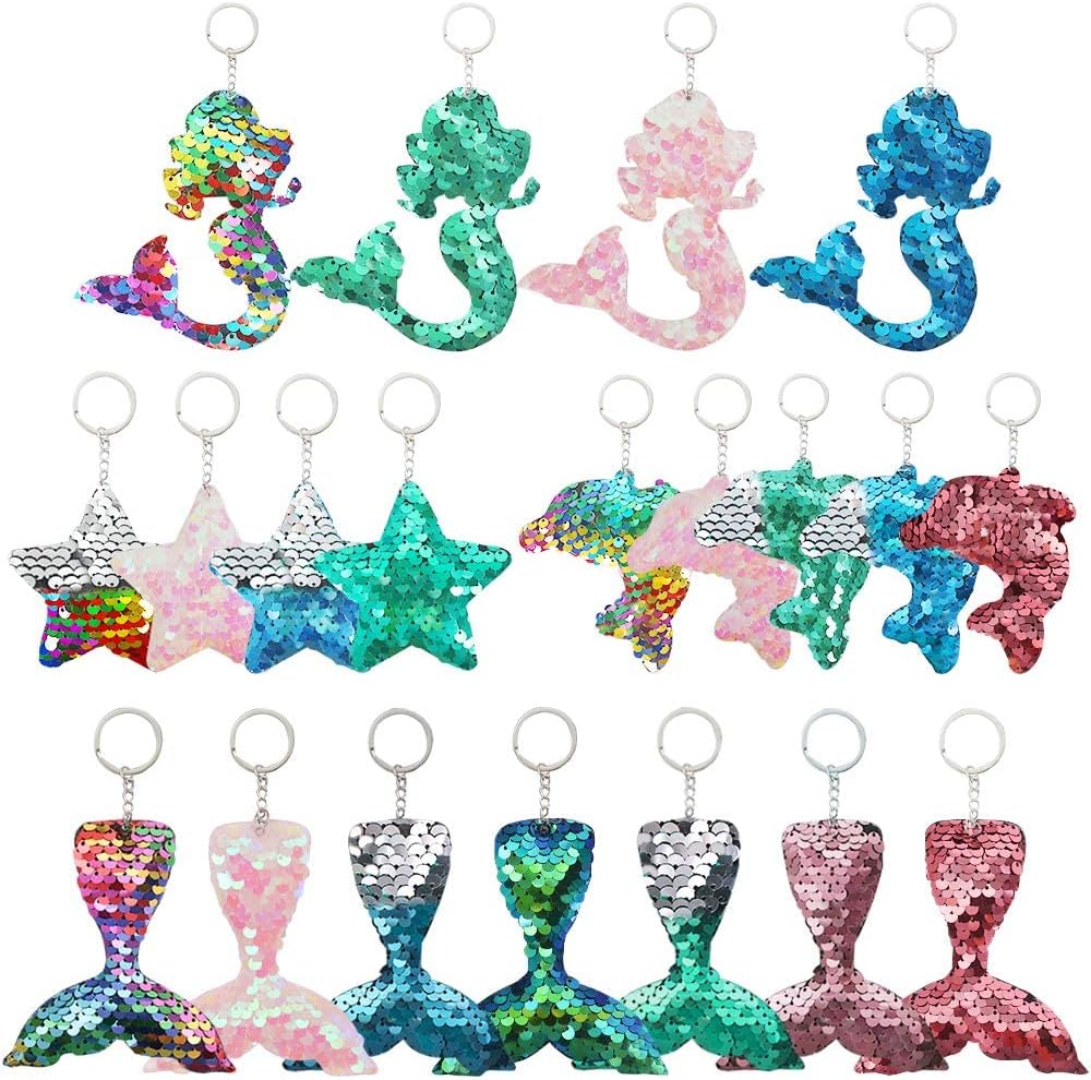 Colorful Sequin Keychains, Girls Keyrings Party Bags Fillers, Colorful Reversible Sequins, Birthday Party Gifts Supplies,for Kids & Adults Birthday Favors Backpack Accessories