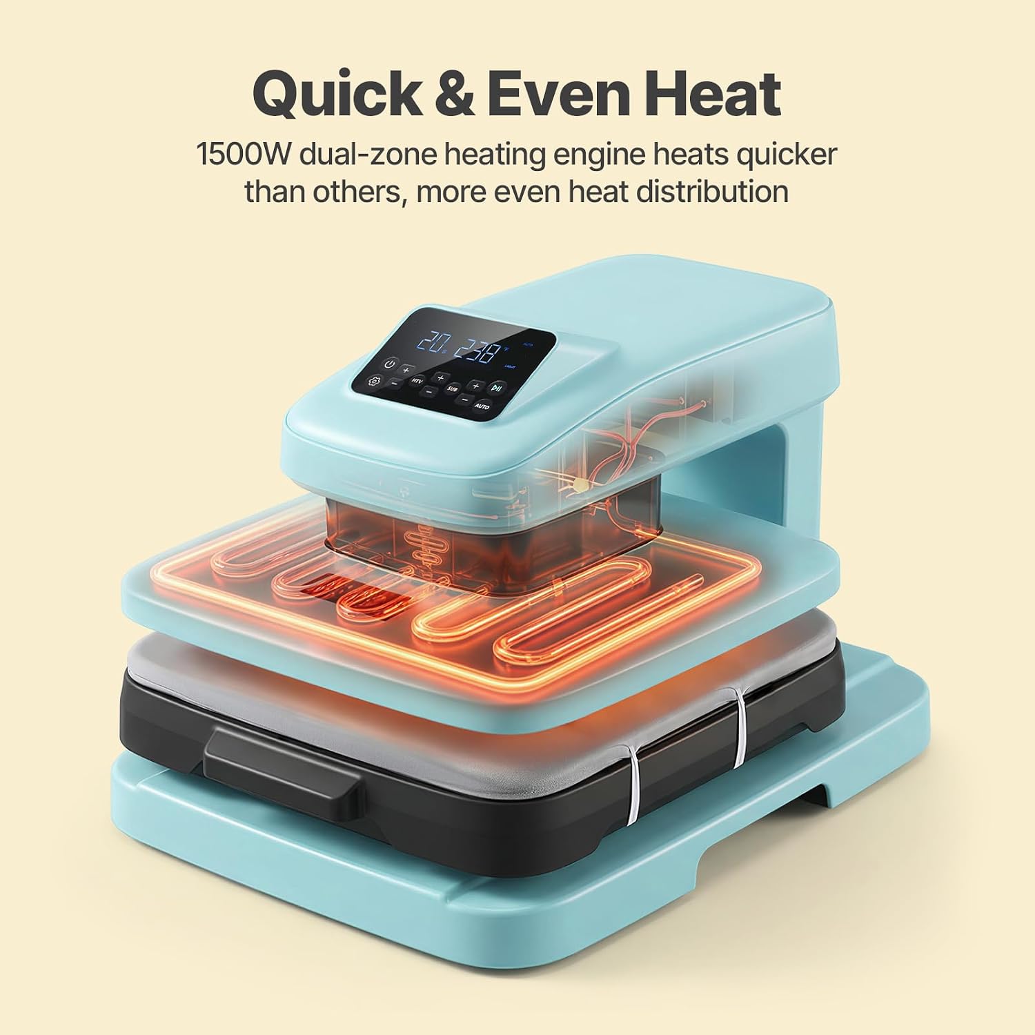 15x15 Auto Heat Press Machine, Smart T Shirt Press with Auto Release, HTV & Sublimation Presets, 2 Memory Modes, 3-Level Pressure Control, Slide-Out Tray for Shirts, DTF, Vinyl & Sublimation