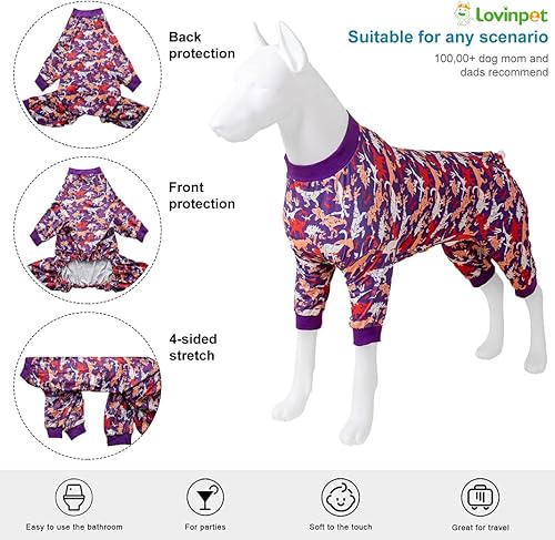 Miniatura 8 de LovinPet Ropa para perros  Pijama acogedora de Lucky Stars para perros, ajuste delgado, pijama ligera sin botones, pijama de cobertura completa para