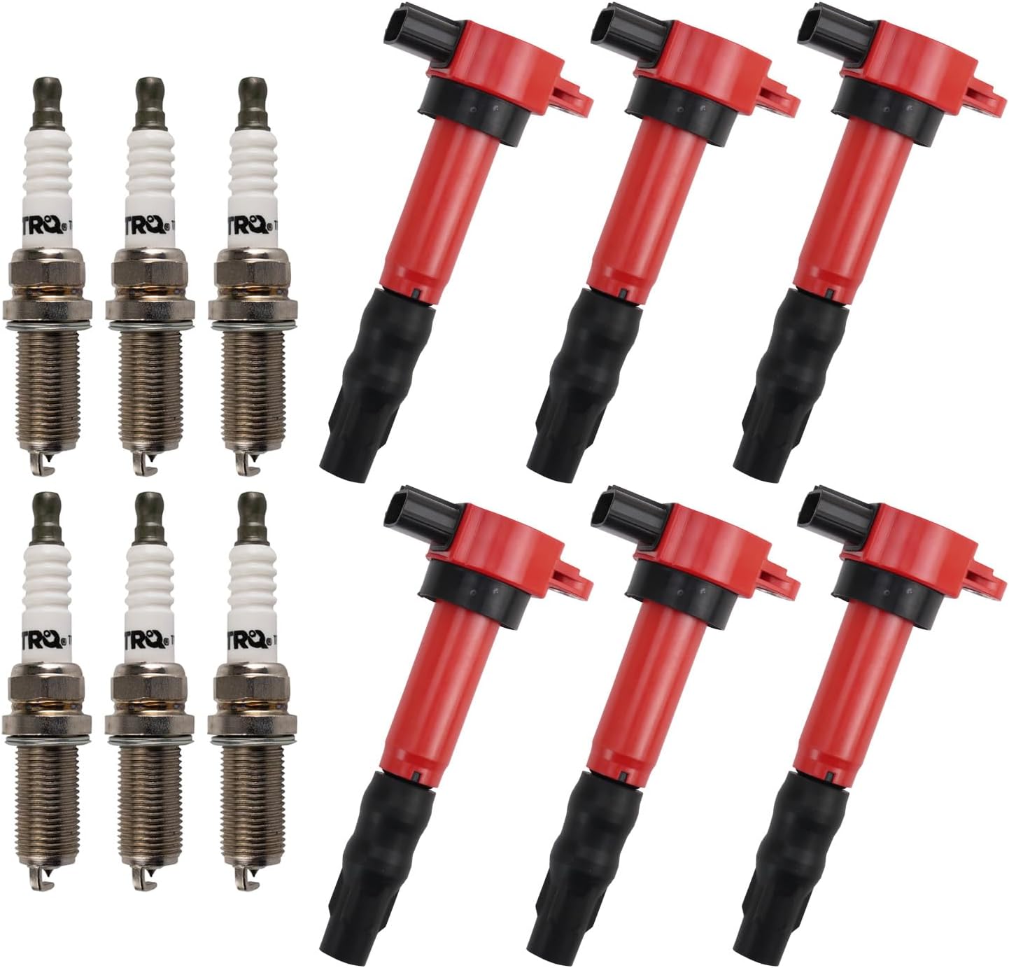 TRQ Ignition Coil and Spark Plug Kit 12 Piece High Performance Compatible with 2006-2012 Mitsubishi Eclipse 2007-2009 Galant 2008 Galant