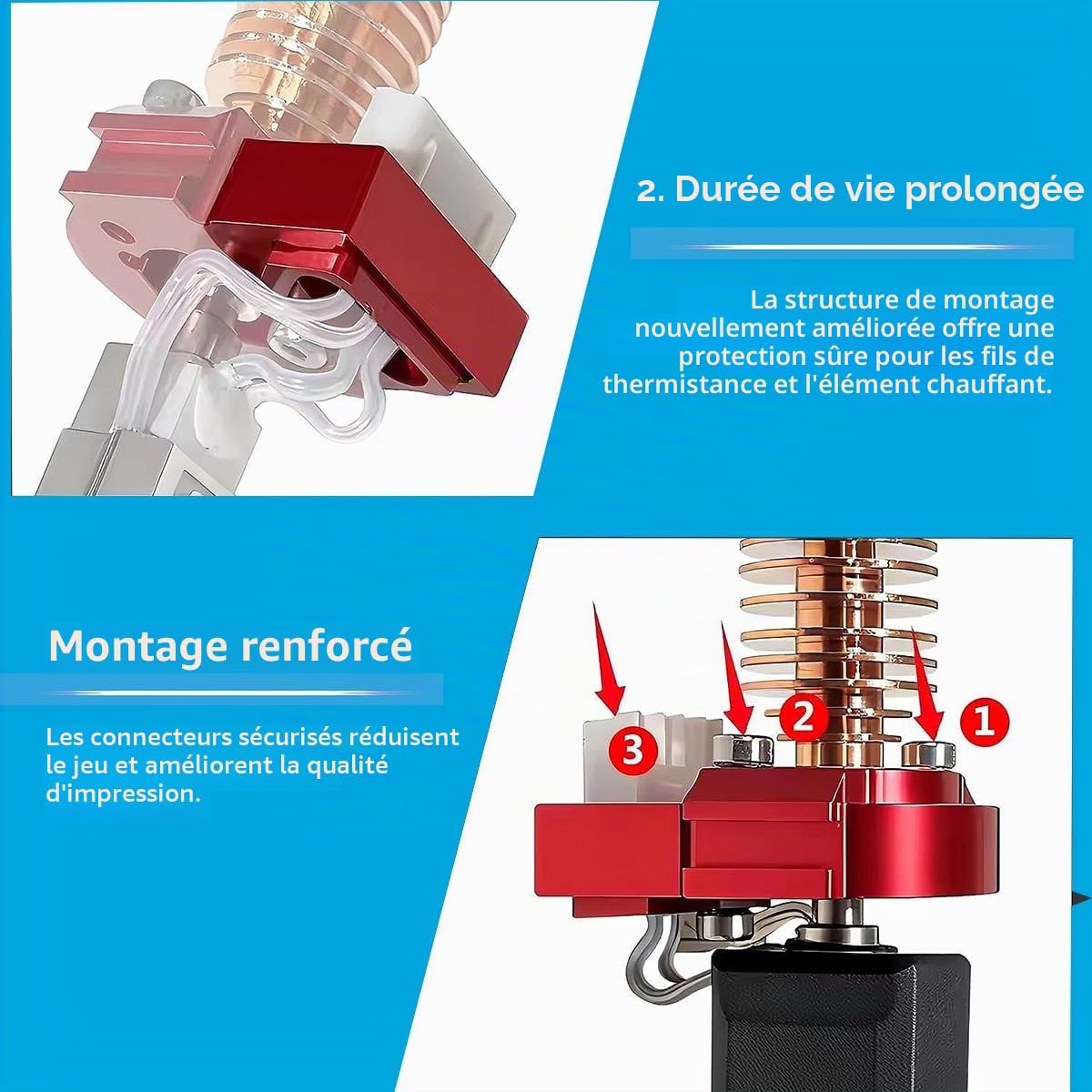 Hotend Kit Hotend pour imprimante 3D Flashforge Adventurer 5M/5M Pro avec buses en acier trempé de 0,25, 0,4, 0,6 et 0,8 mm