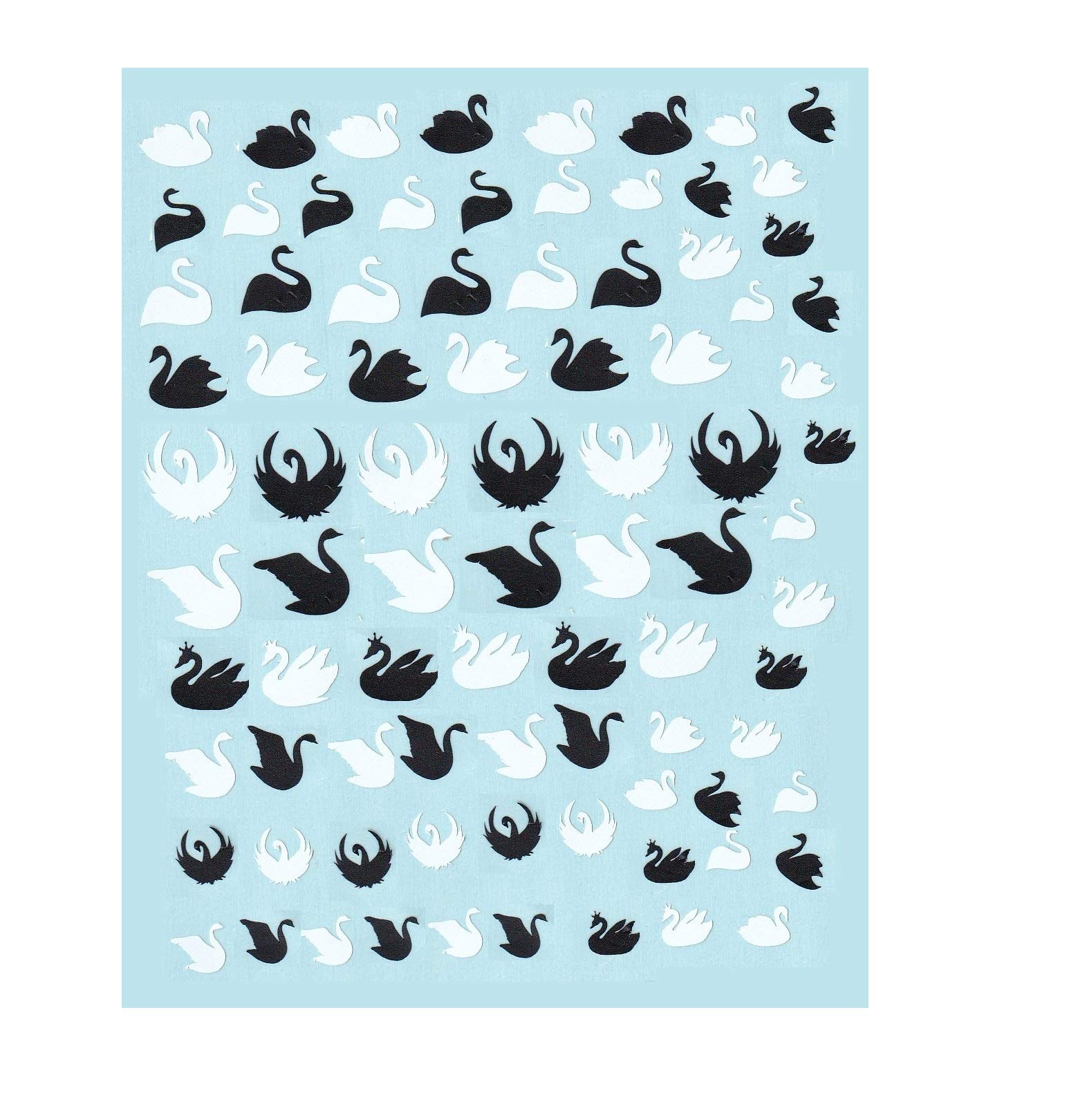 Kaz Creations Swan Peel And Stick Nail Stickers Black And White Swan Collection (Swan Peel And Stick Nail Stickers Black And White)