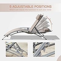 Vista 6 de Domi - Juego de 3 sillas de piscina, tumbona para exteriores con mesa auxiliar, silla reclinable ajustable de aluminio para jardín, piscina, playa