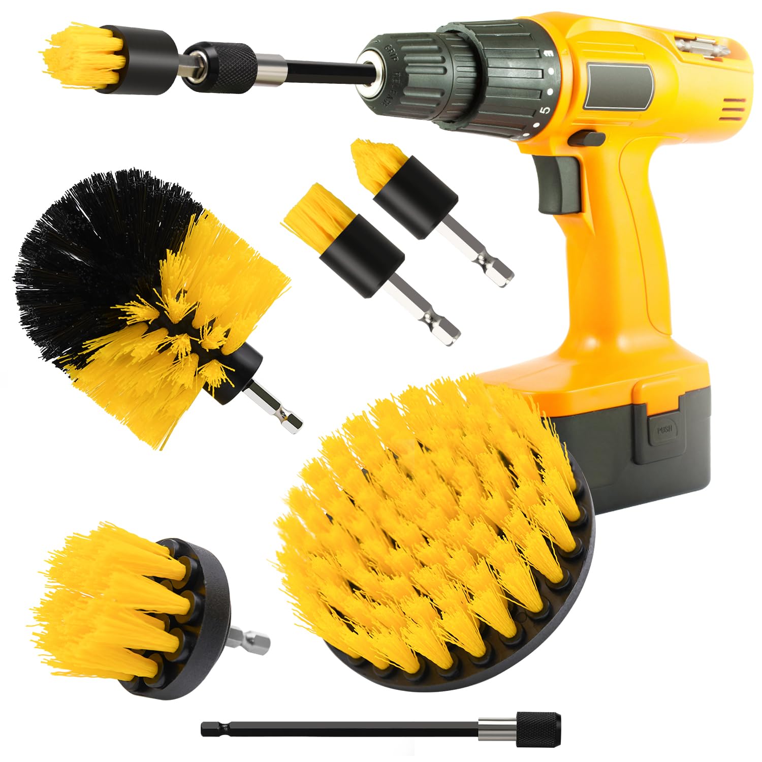 6pcs Drill Brush Attachment Set, Power Scrubber Brush for Car, Grout, Floor, Tub, Shower, Tile, Carpet, Corner, Floor, Bathroom, Kitchen Surface, Sinks