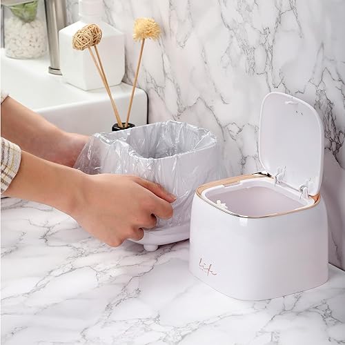 Miniatura 3 de Bonito bote de basura mini para escritorio, papelera portátil desplegable para acampar y SUV, conducción automática con tapa de bloqueo