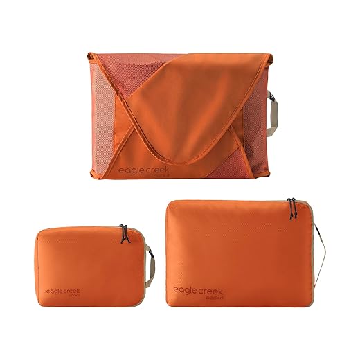 Eagle Creek Pack-It Starter Set - Includes S Isolate Cube, M Isolate Cube & L Pack-It Reveal Garment Folder - Lightweight Travel & Storage Essentials - Mandarin