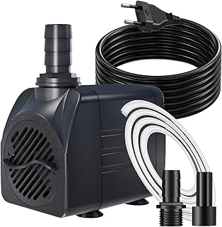 Springbrunnenpumpe 16W 800L/H Teichpumpe Mit 3m Extra-Langes Kabel Schutz vor Überhitzung Funktion Ultra Leise Aquariumpumpe Wasserpumpen für Brunnen, Hydroponik-Systeme, Submersible Tauchpumpe