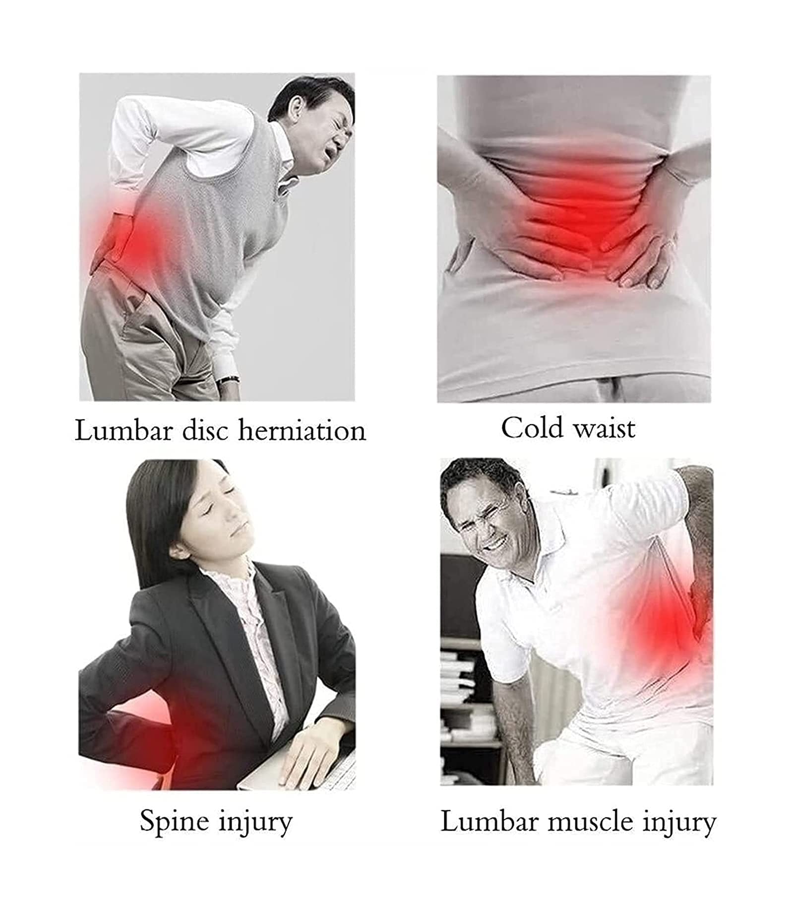 Cinturón de soporte lumbar para la parte inferior de la espalda, autocalentamiento para alivio del dolor de ciática, levantamiento de pesas, estabilizador de columna baja para escoliosis (negro XL)