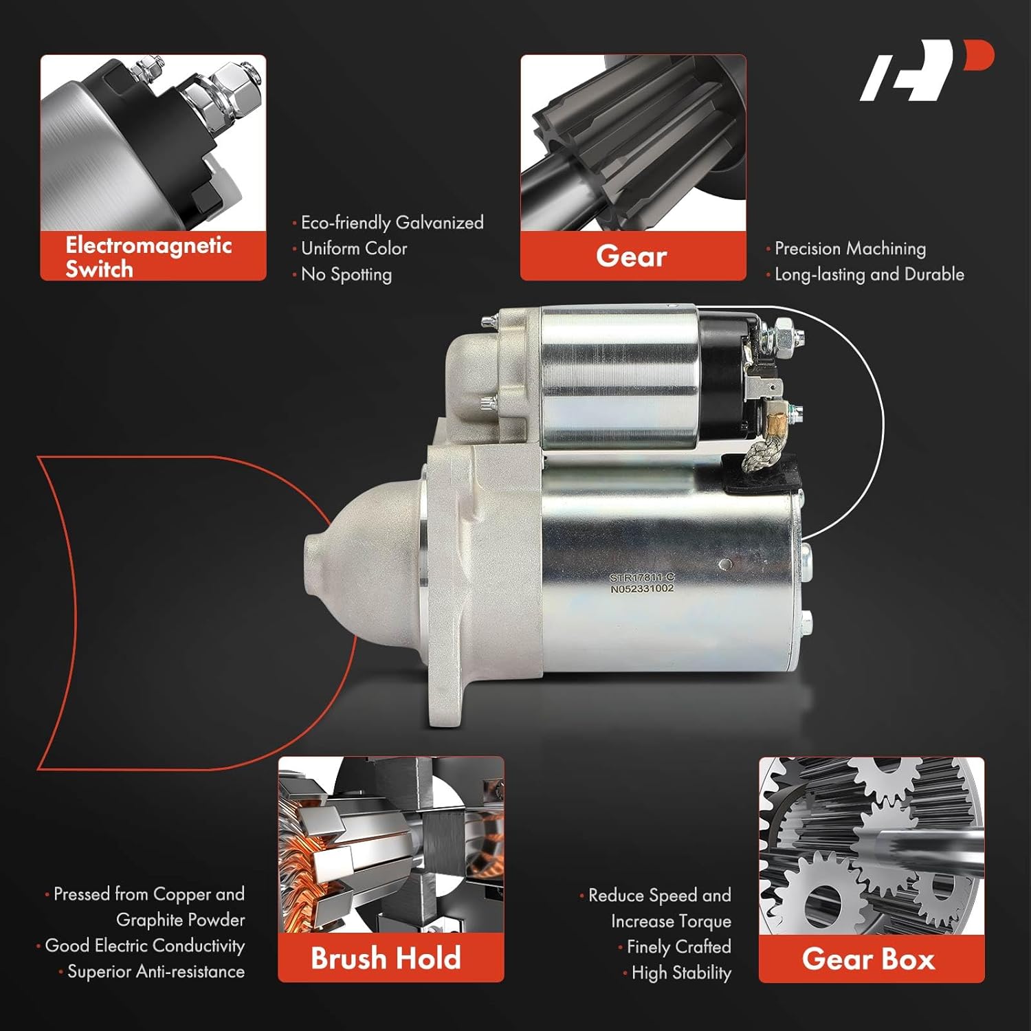 A-Premium Starter Motor Compatible with Kia Rio 2001 2002 2003 2004 2005, 12V 0.9KW 8-Teeth Clockwise, Replace# K30A18400, OK30A18400