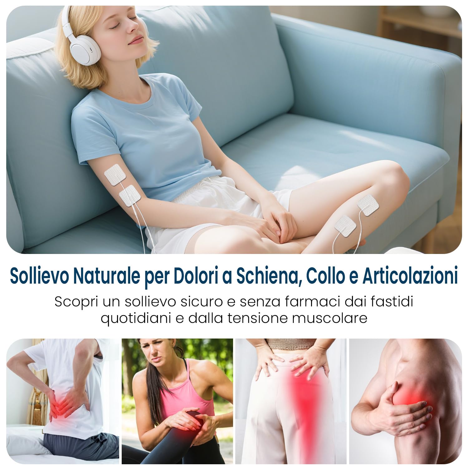 GHTENS 5 in 1 Elettrostimolatore Muscolare Professionale, Ricaricabile 80 Modalità con TENS/EMS/RUSS/IF/DIY Massaggio, 2 Canali, 16 Intensità per Alleviare il Dolore