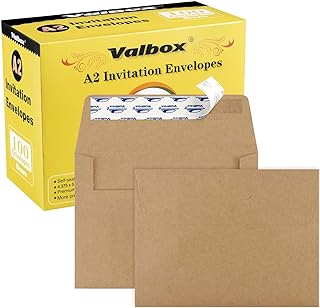 ValBox A2 Invitation Envelopes 100 Qty 4.375x5.75" Brown Kraft Envelopes Self Seal for Invitations, Photos, Wedding, Announcements, Thank you Notes, RSVP, Greeting Cards | 4-3/8 x 5-3/4 Inches(A2)